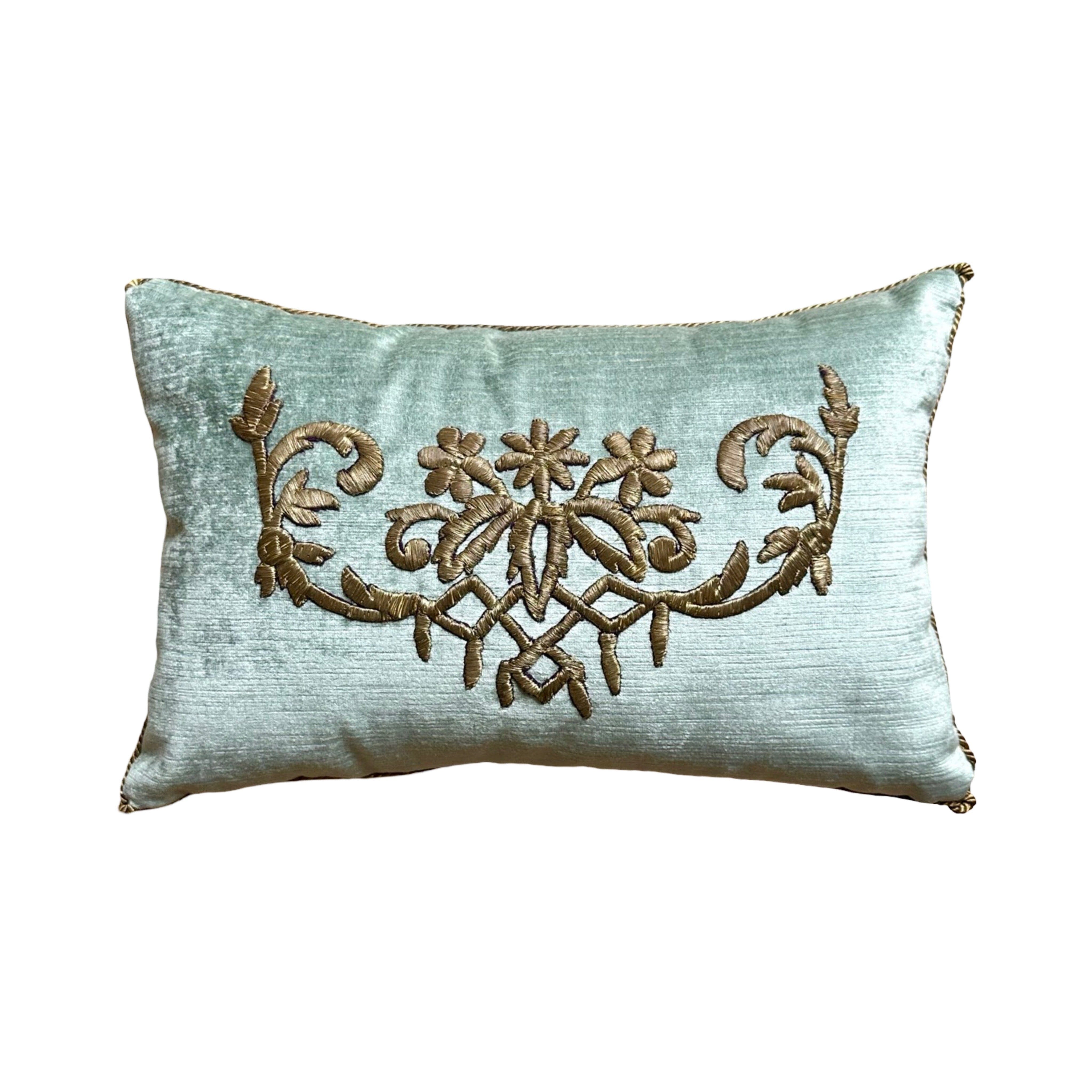 Antique Ottoman Empire Raised Gold Metallic Embroidery (#E021125 | 11 x 17") New Pillows B. Viz Design