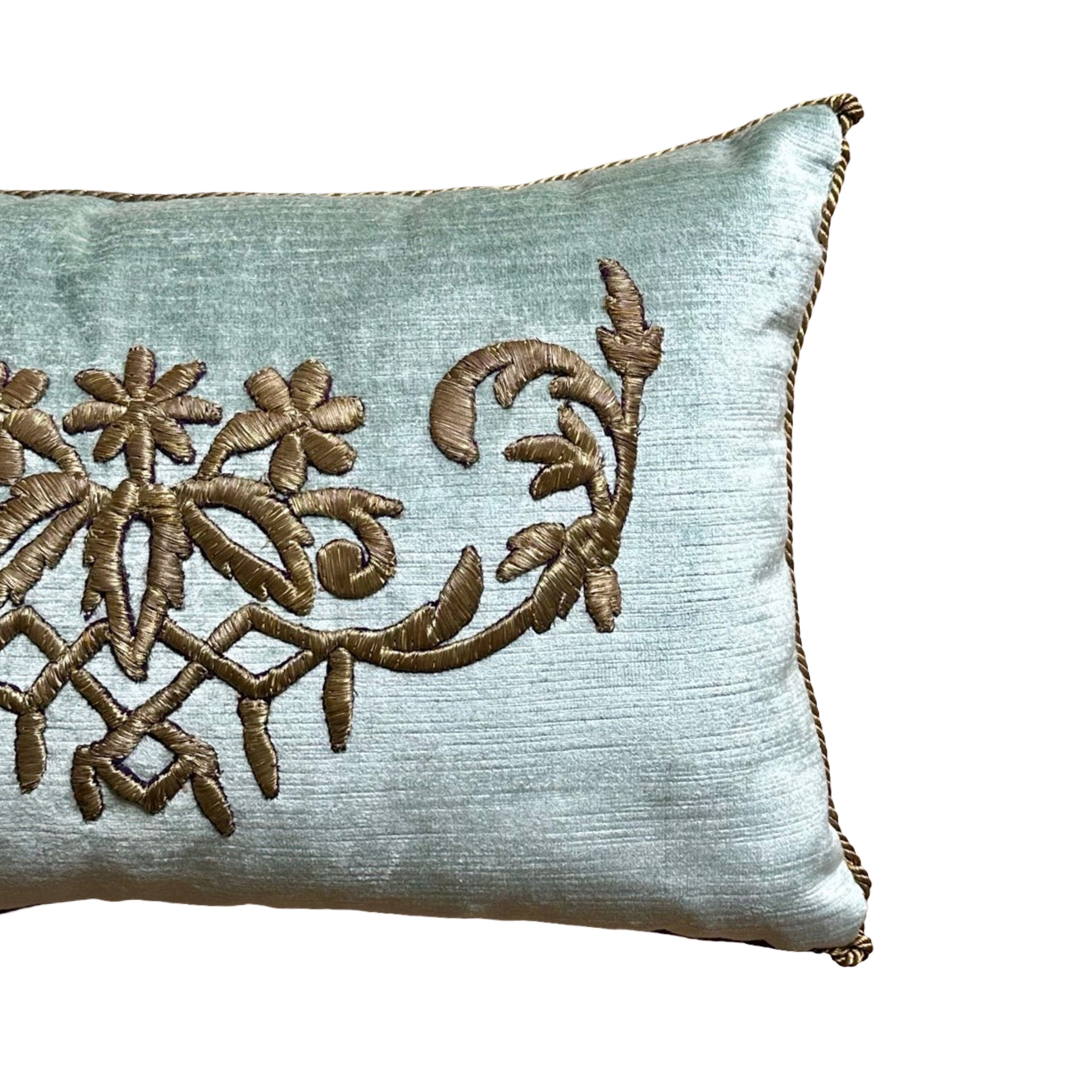 Antique Ottoman Empire Raised Gold Metallic Embroidery (#E021125 | 11 x 17") New Pillows B. Viz Design