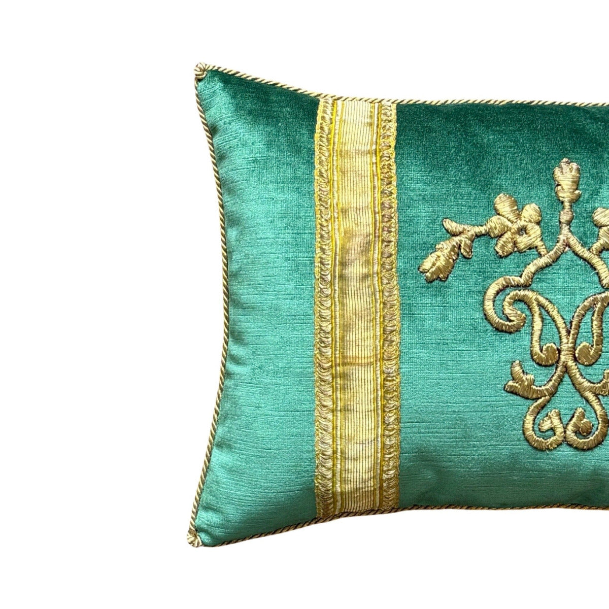 Antique Ottoman Empire Raised Gold Metallic Embroidery (#E021524 | 11.5 x 17") New Pillows B. Viz Design 