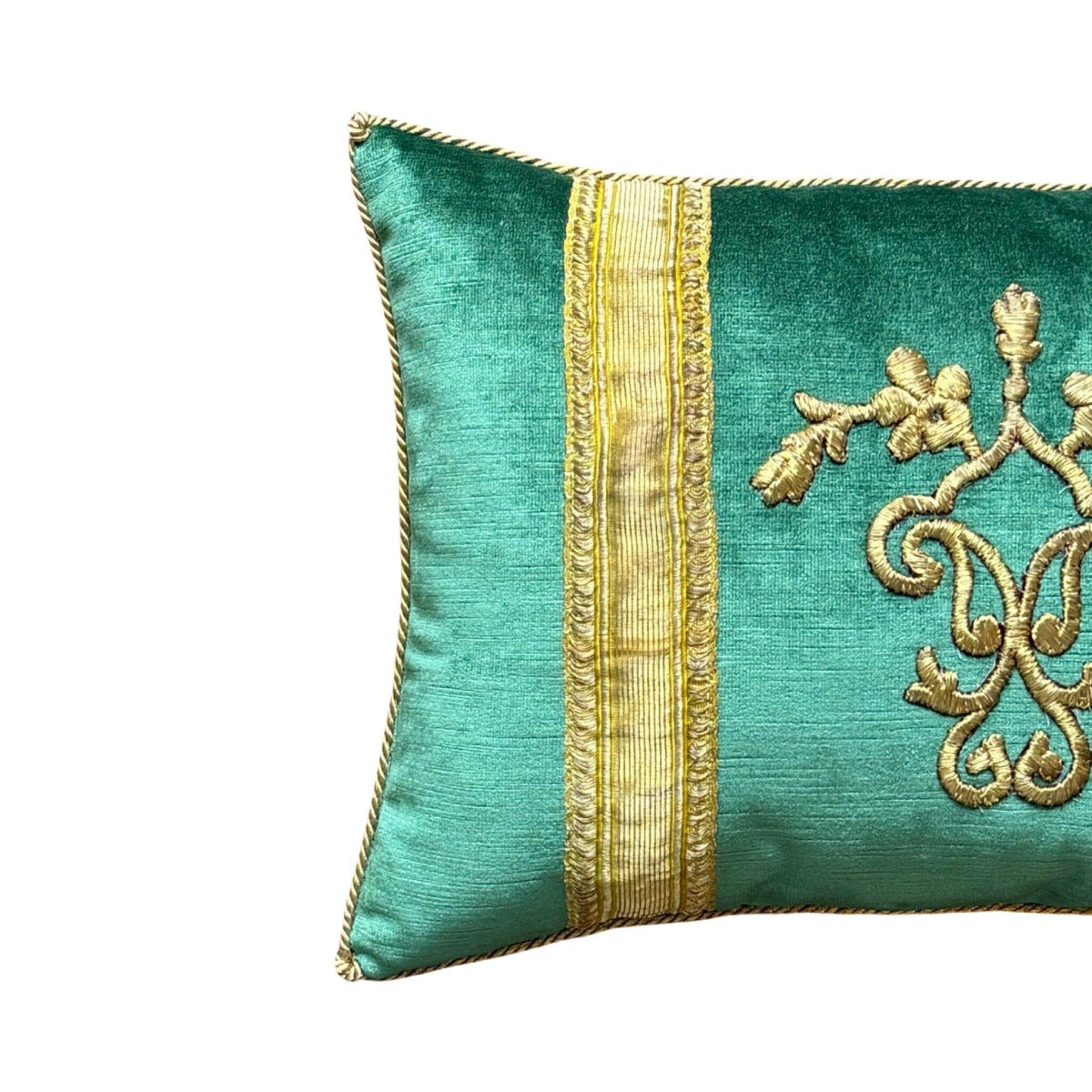 Antique Ottoman Empire Raised Gold Metallic Embroidery (#E021524 | 11.5 x 17") New Pillows B. Viz Design
