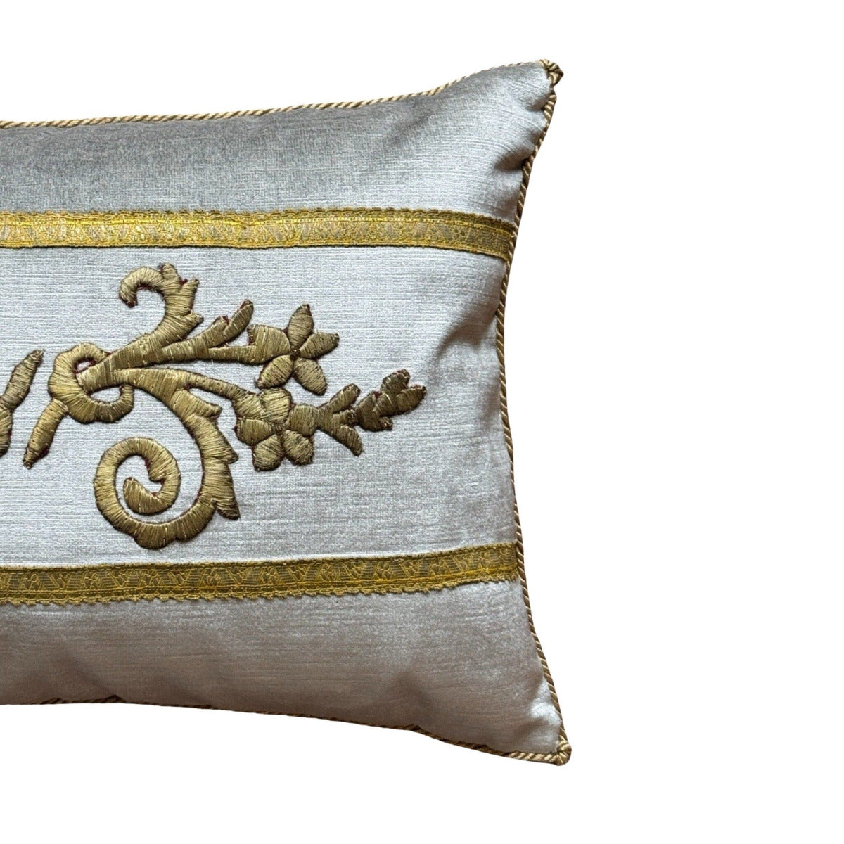 Antique Ottoman Empire Raised Gold Metallic Embroidery (#E022724 | 12 x 17") New Pillows B. Viz Design