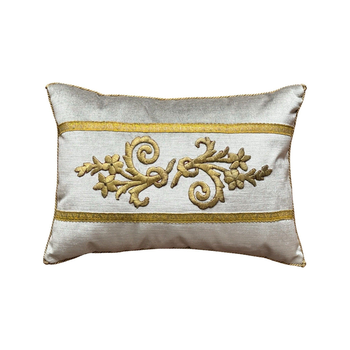 Antique Ottoman Empire Raised Gold Metallic Embroidery (#E022724 | 12 x 17") New Pillows B. Viz Design