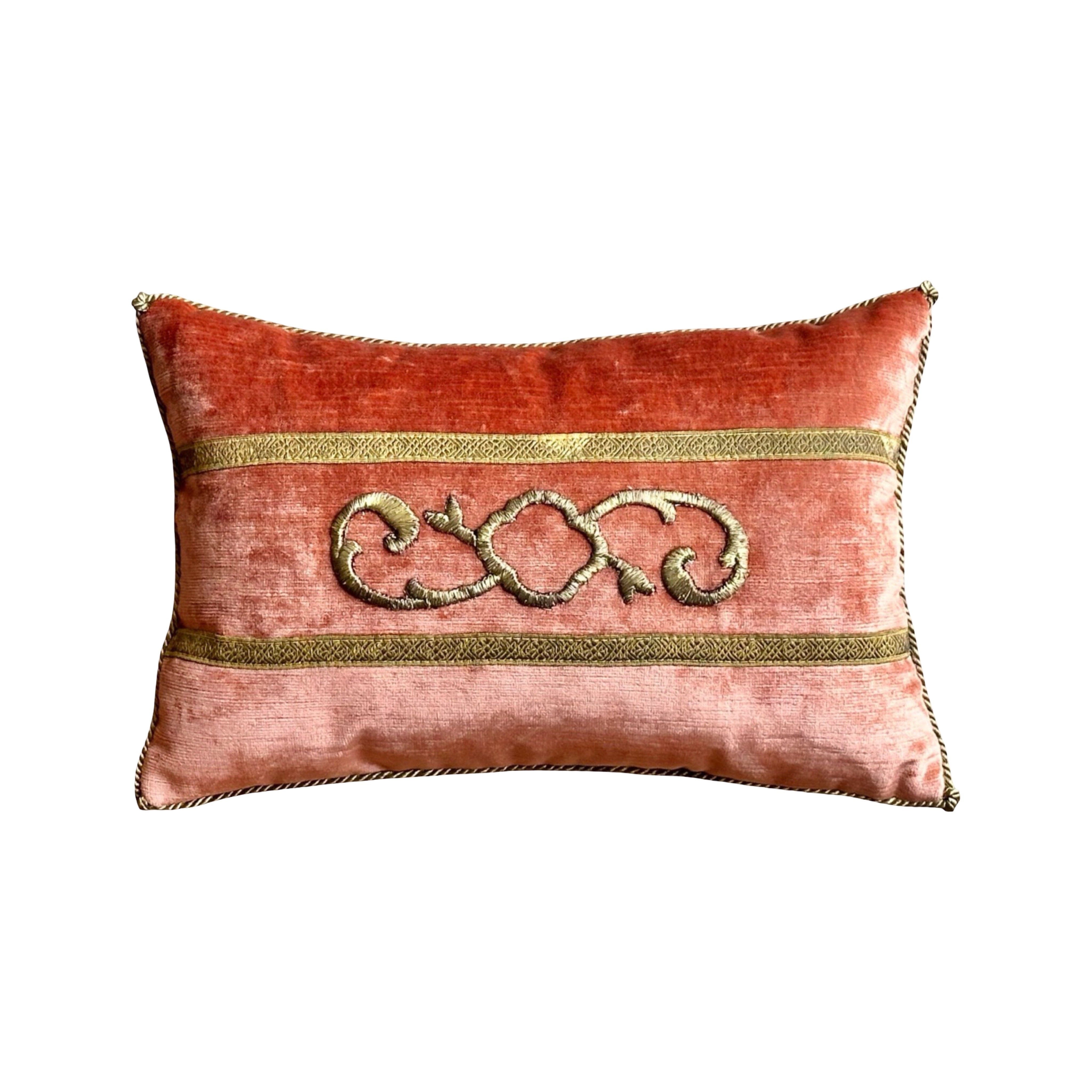 Antique Ottoman Empire Raised Gold Metallic Embroidery (#E022925A&B | 9.5 x 14.5") New Pillows B. Viz Design