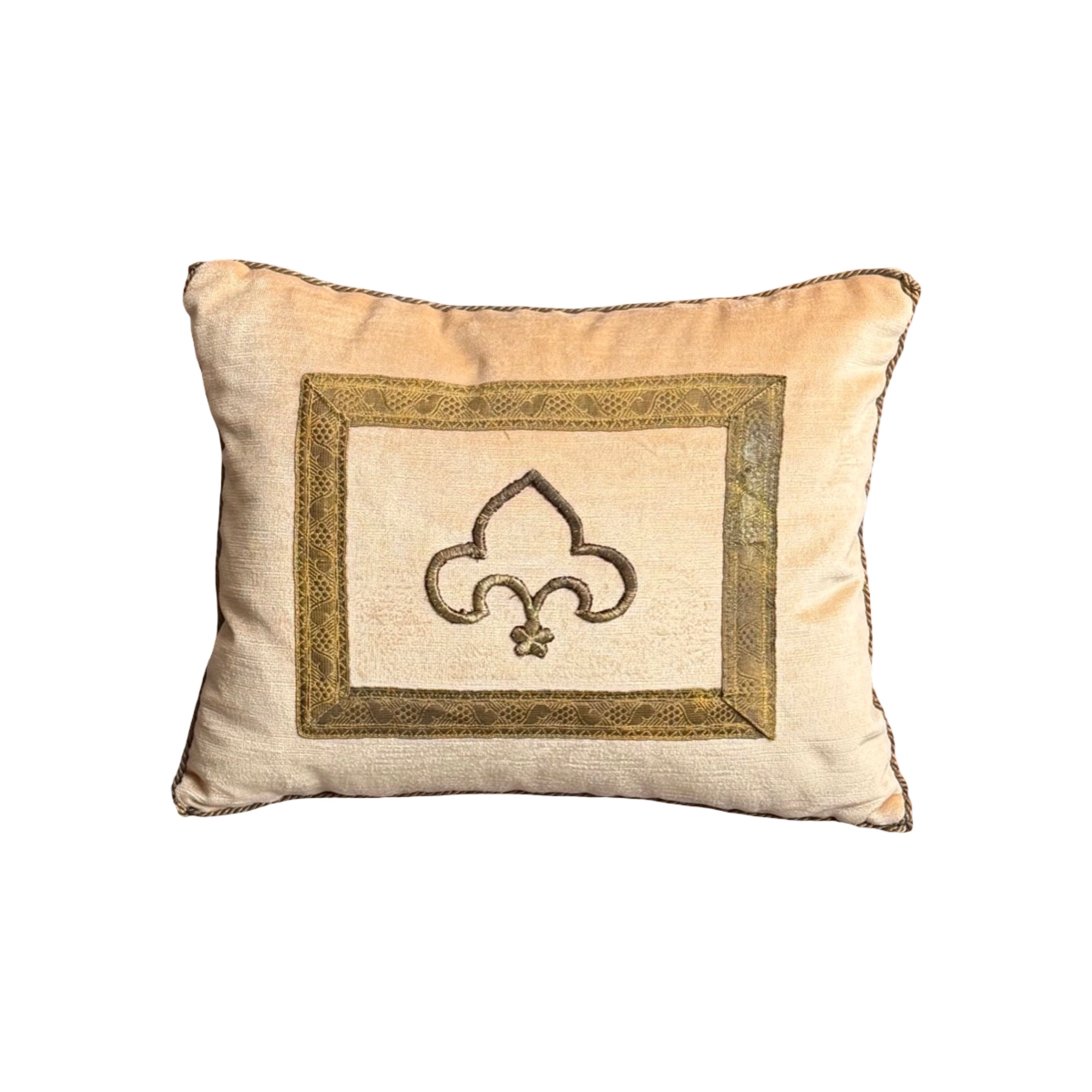 Antique Ottoman Empire Raised Gold Metallic Embroidery (#E040723A&B | 12 x 15") Pillow Pair B. Viz Design