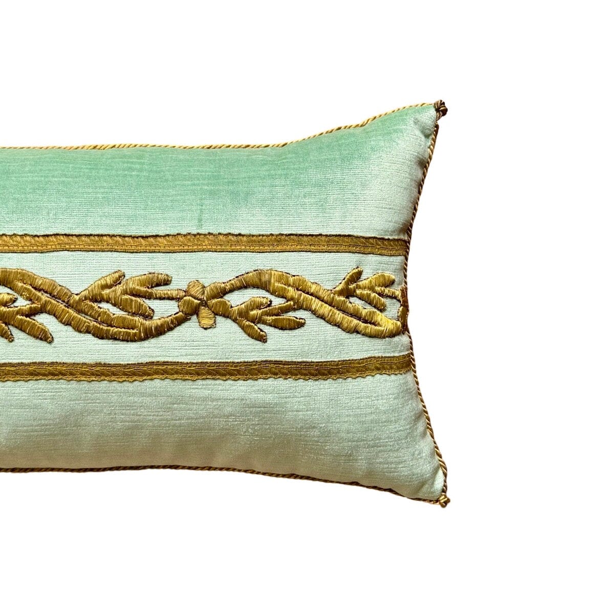 Antique Ottoman Empire Raised Gold Metallic Embroidery (#E041024A&B | 11 x 19") New Pillows B. Viz Design