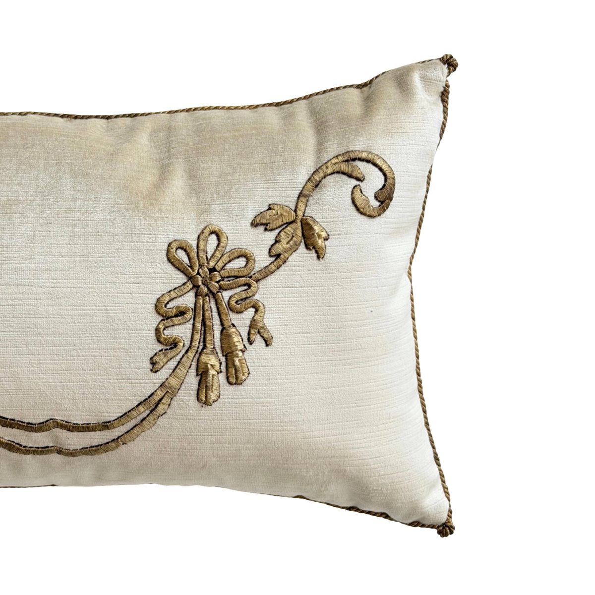 Antique Ottoman Empire Raised Gold Metallic Embroidery (#E041726A&B | 12 x 19") New Pillows B. Viz Design