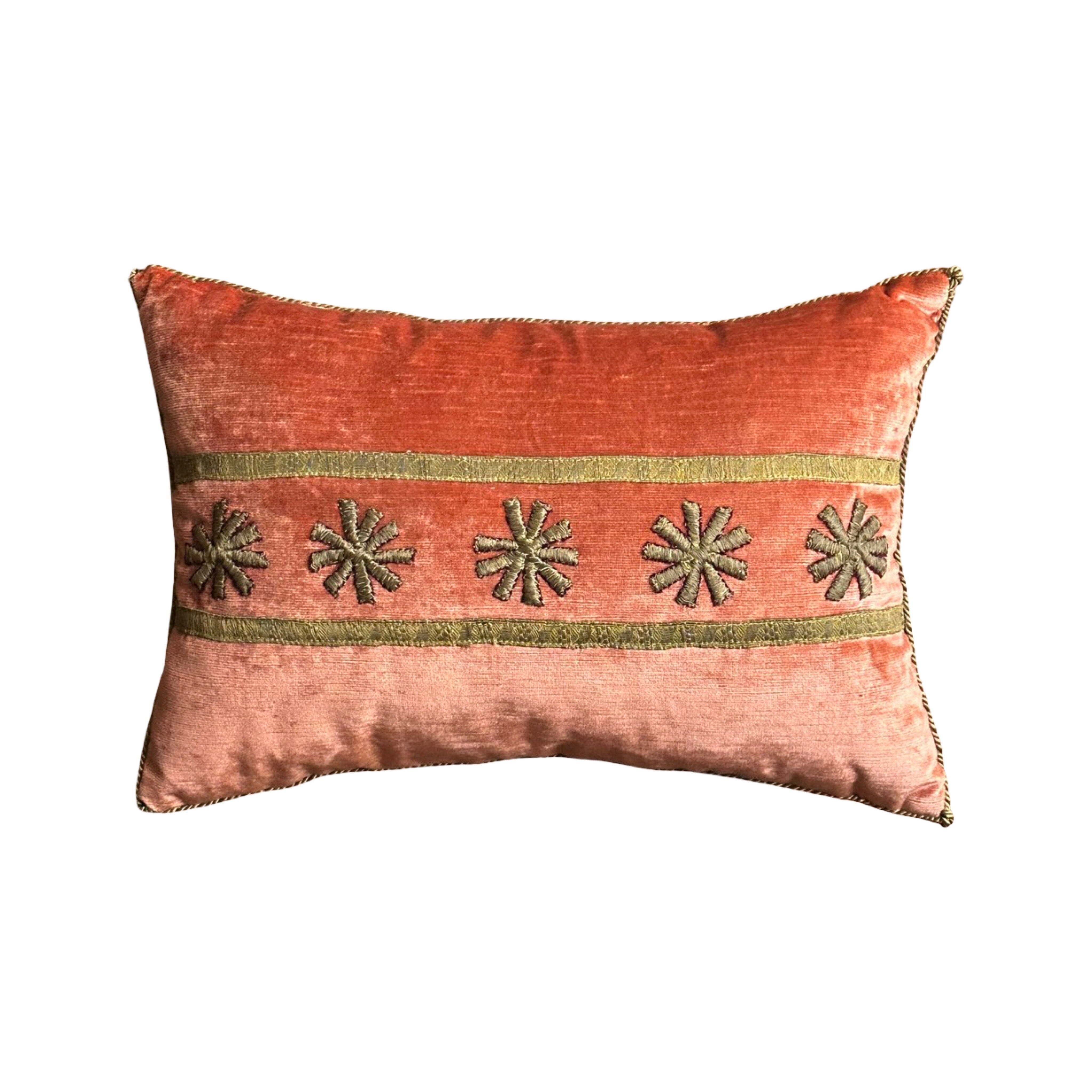 Antique Ottoman Empire Raised Gold Metallic Embroidery (#E050125A&B | 13 x 19") New Pillows B. Viz Design