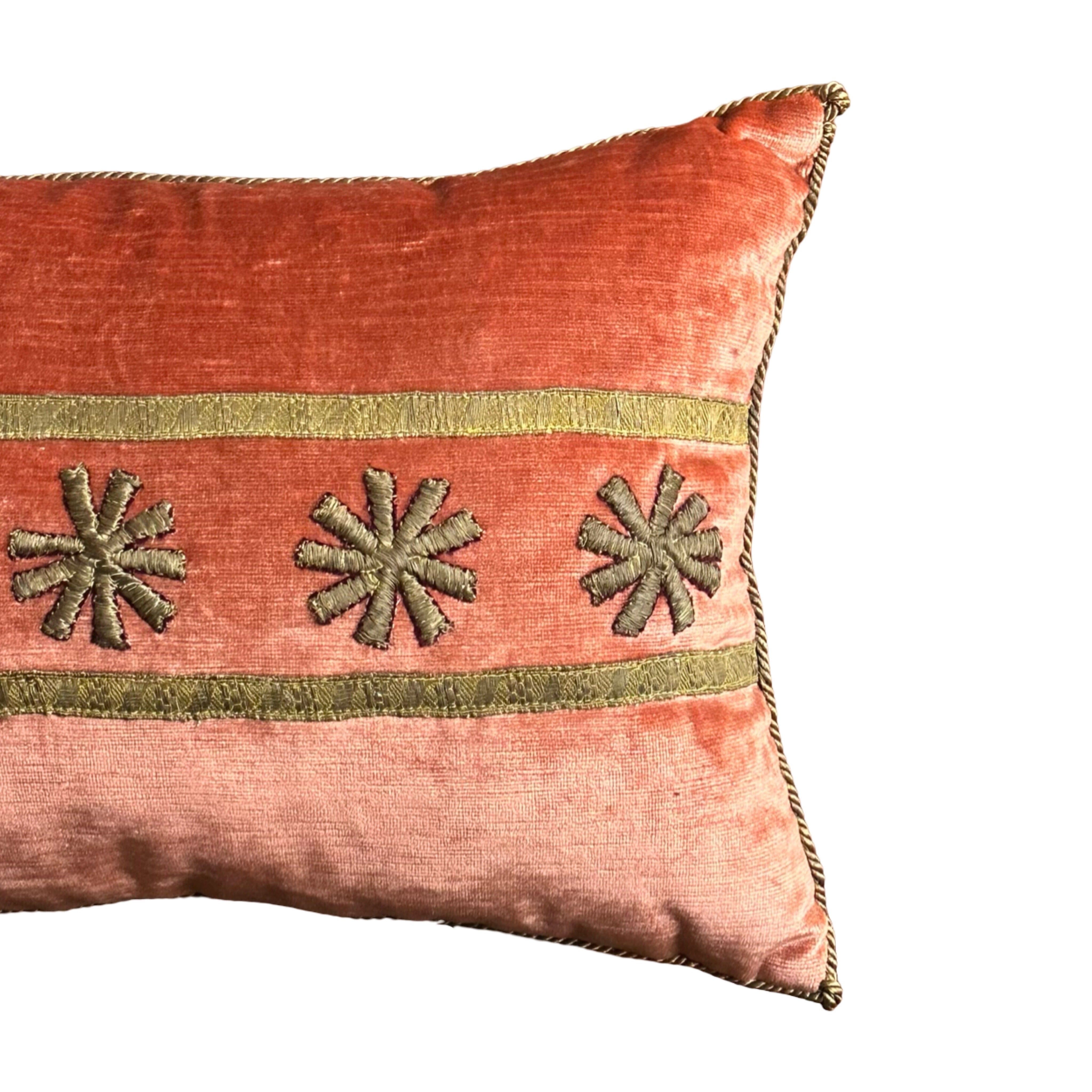 Antique Ottoman Empire Raised Gold Metallic Embroidery (#E050125A&B | 13 x 19") New Pillows B. Viz Design