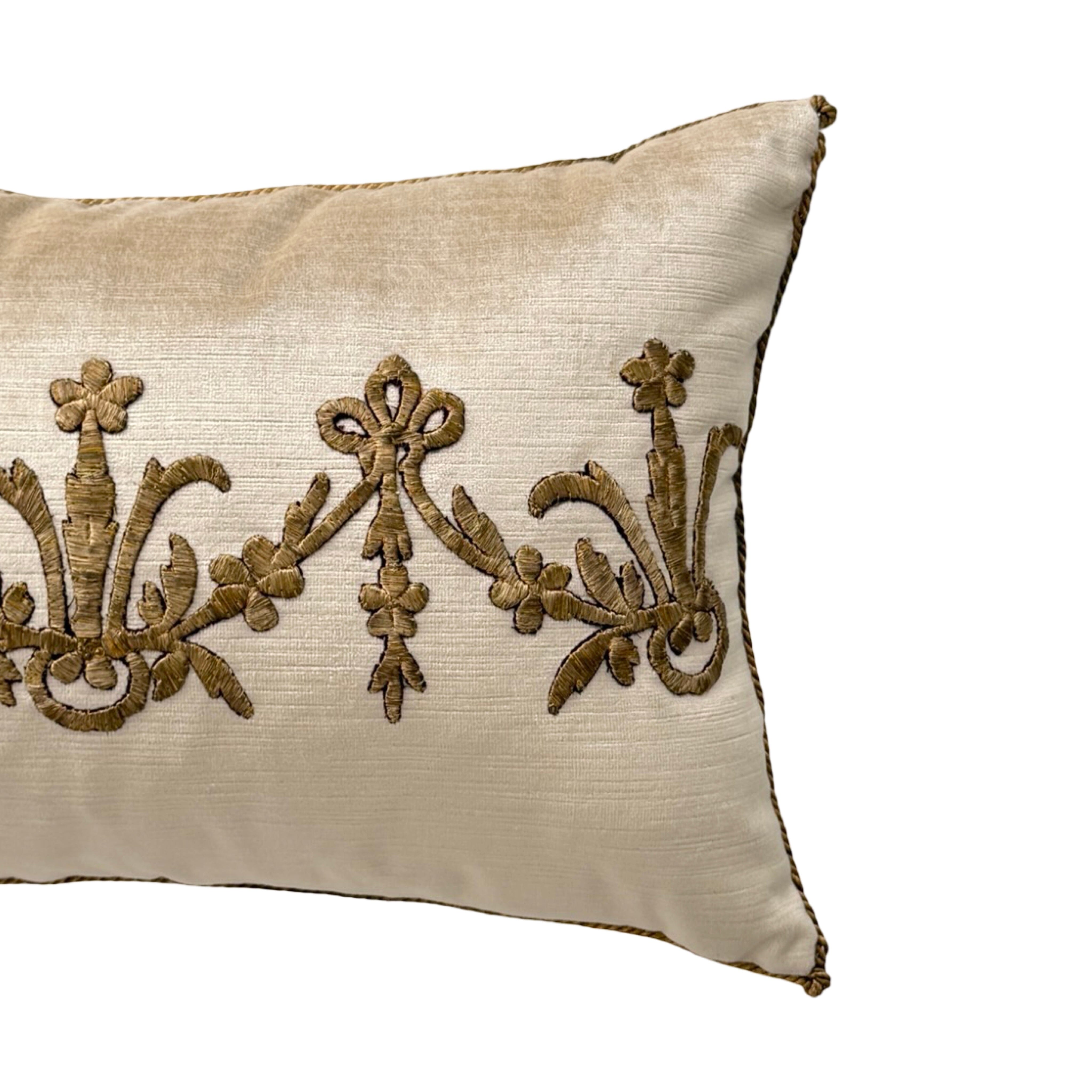 Antique Ottoman Empire Raised Gold Metallic Embroidery (#E050126 | 12.5 x 19") New Pillows B. Viz Design