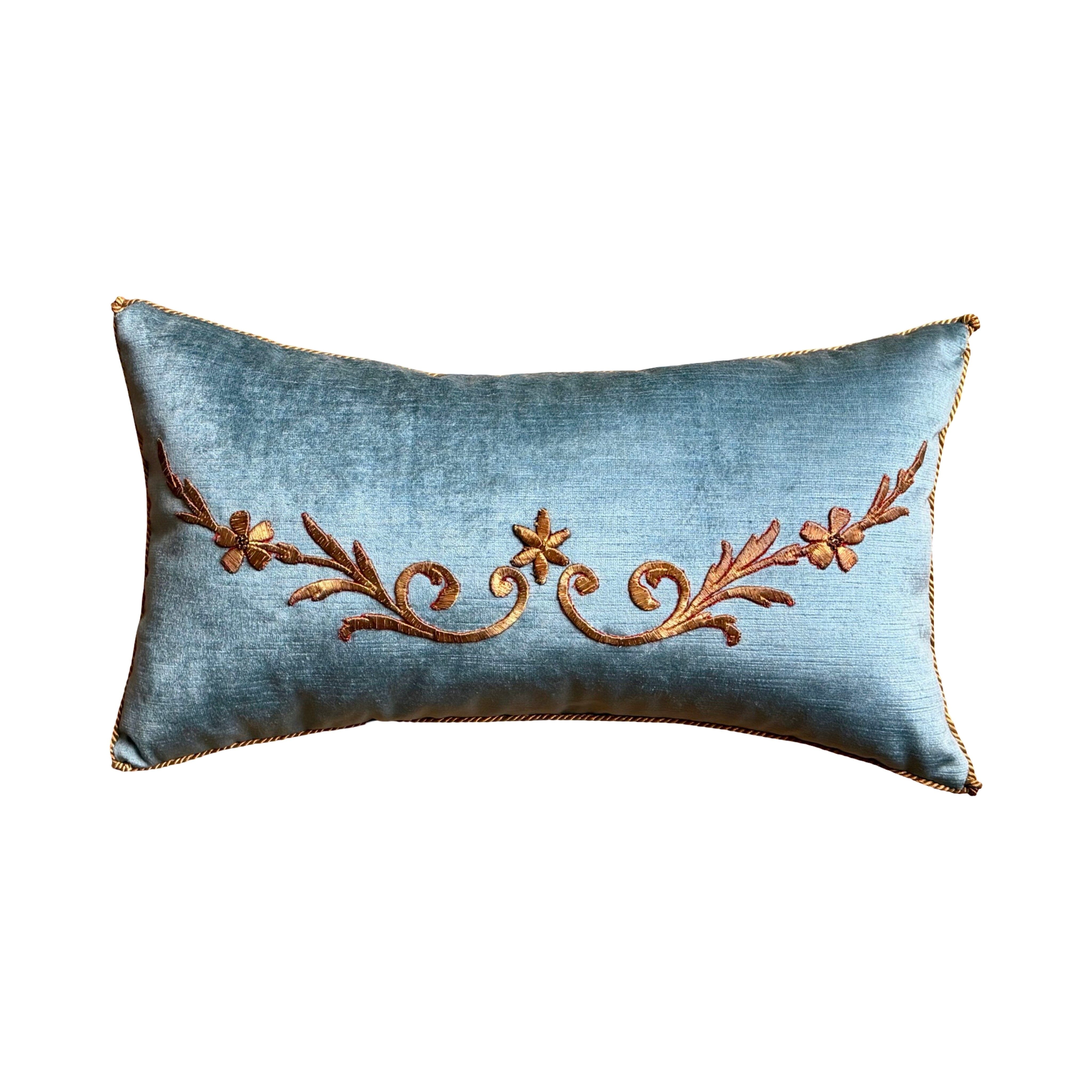 Antique Ottoman Empire Raised Gold Metallic Embroidery (#E052625A&B | 11 x 19.75") New Pillows B. Viz Design