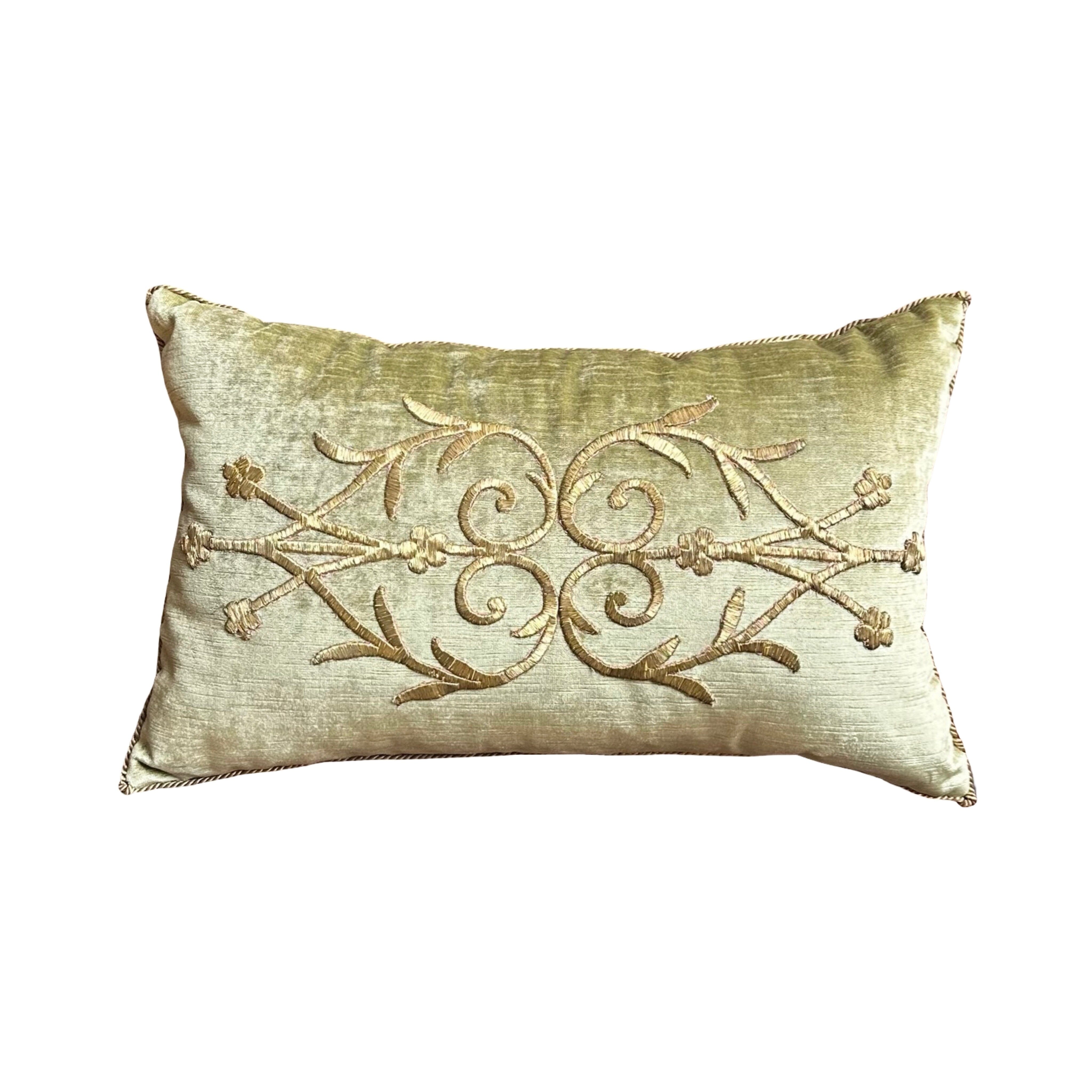 Antique Ottoman Empire Raised Gold Metallic Embroidery (#E053025A&B | 13" x 21") New Pillows B. Viz Design