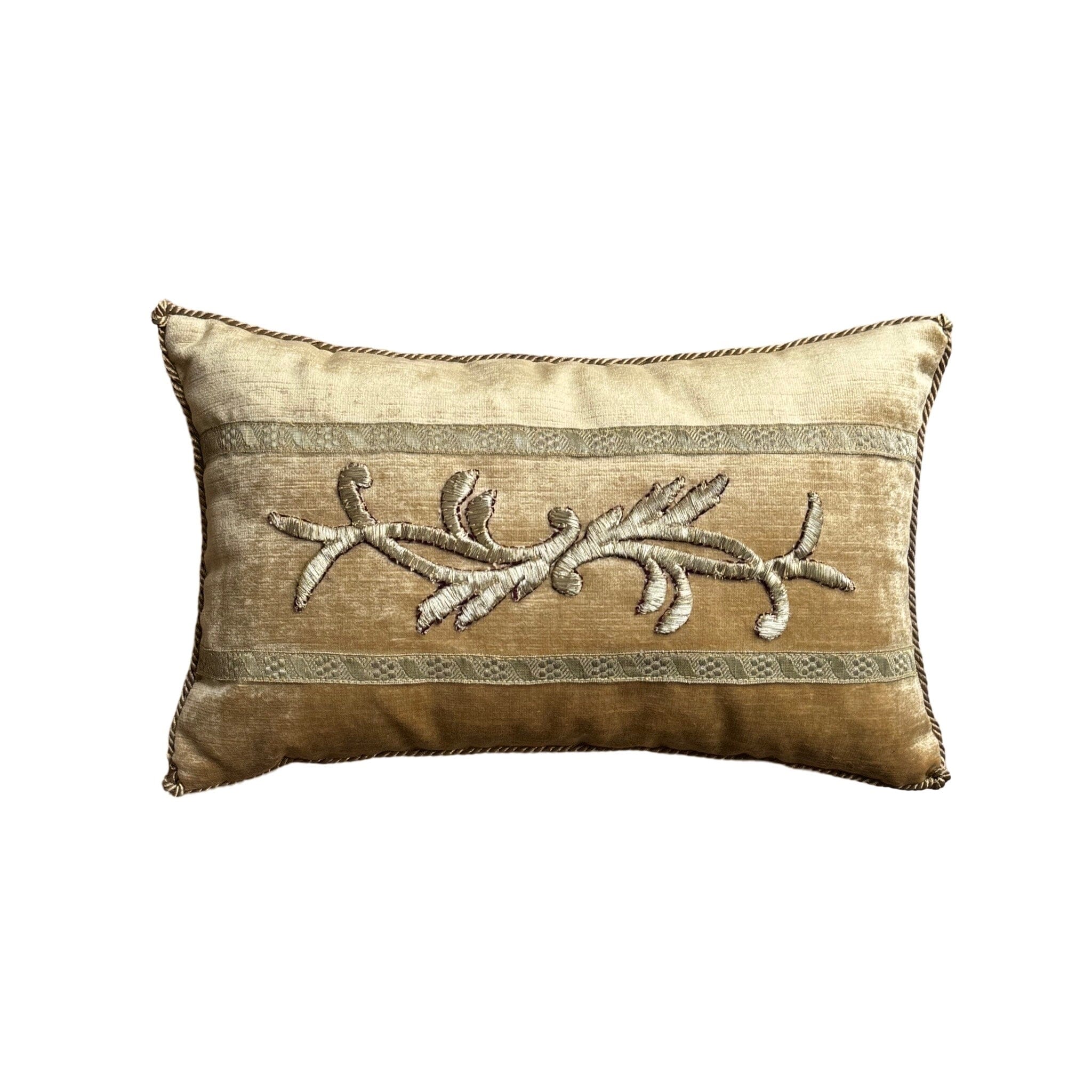 Antique Ottoman Empire Raised Gold Metallic Embroidery (#E061124 | 9 x 14.5") New Pillows B. Viz Design