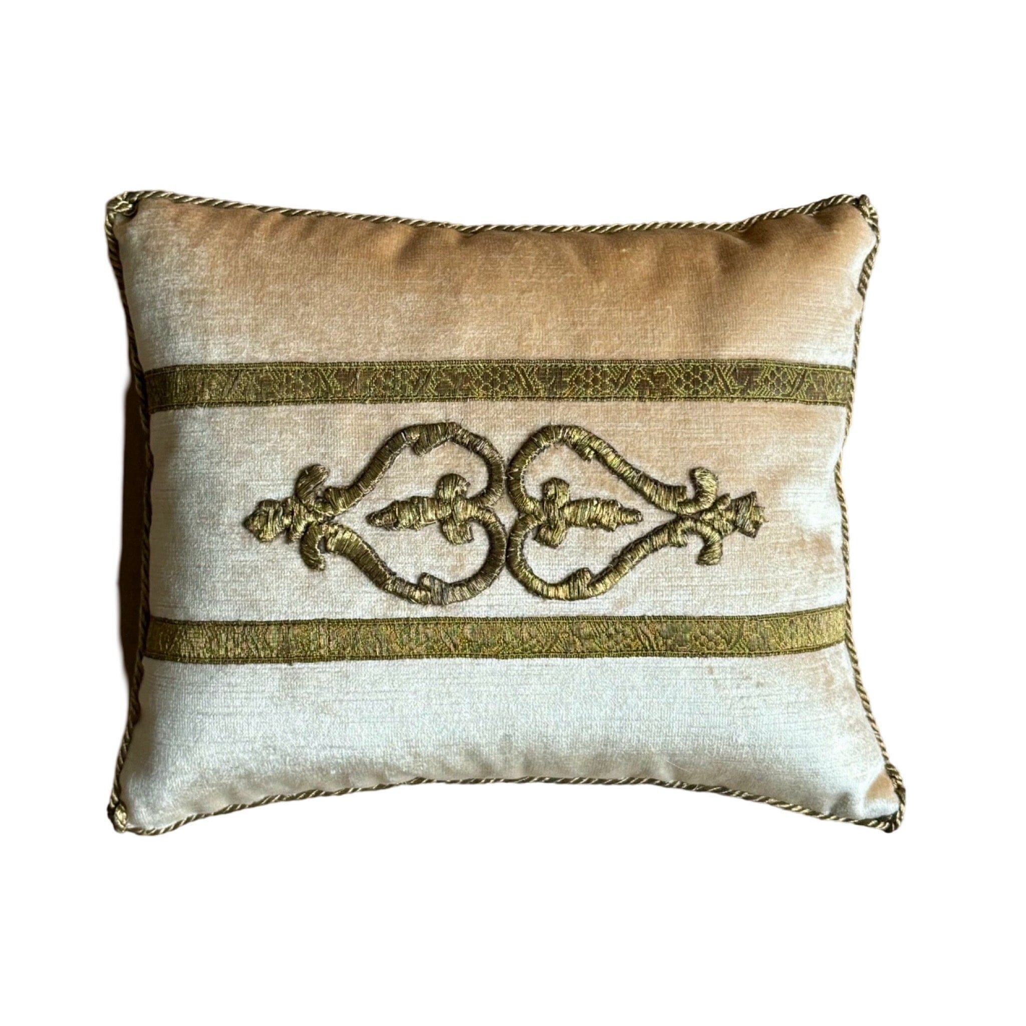 Antique Ottoman Empire Raised Gold Metallic Embroidery (#E062324 | 10 x 12.5") New Pillows B. Viz Design