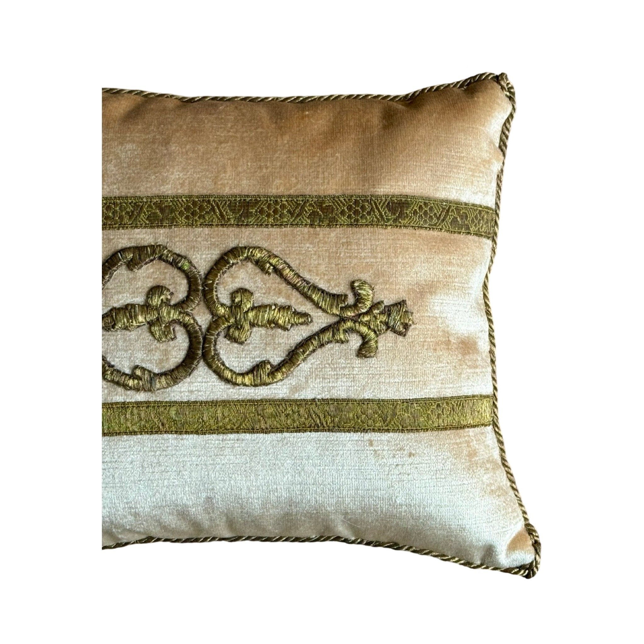 Antique Ottoman Empire Raised Gold Metallic Embroidery (#E062324 | 10 x 12.5") New Pillows B. Viz Design