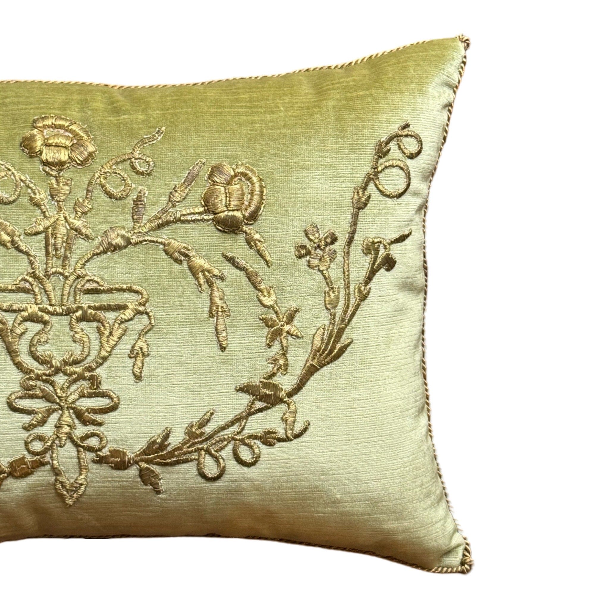 Antique Ottoman Empire Raised Gold Metallic Embroidery (#E062424A&B | 13.5 x 19″) New Pillows B. Viz Design