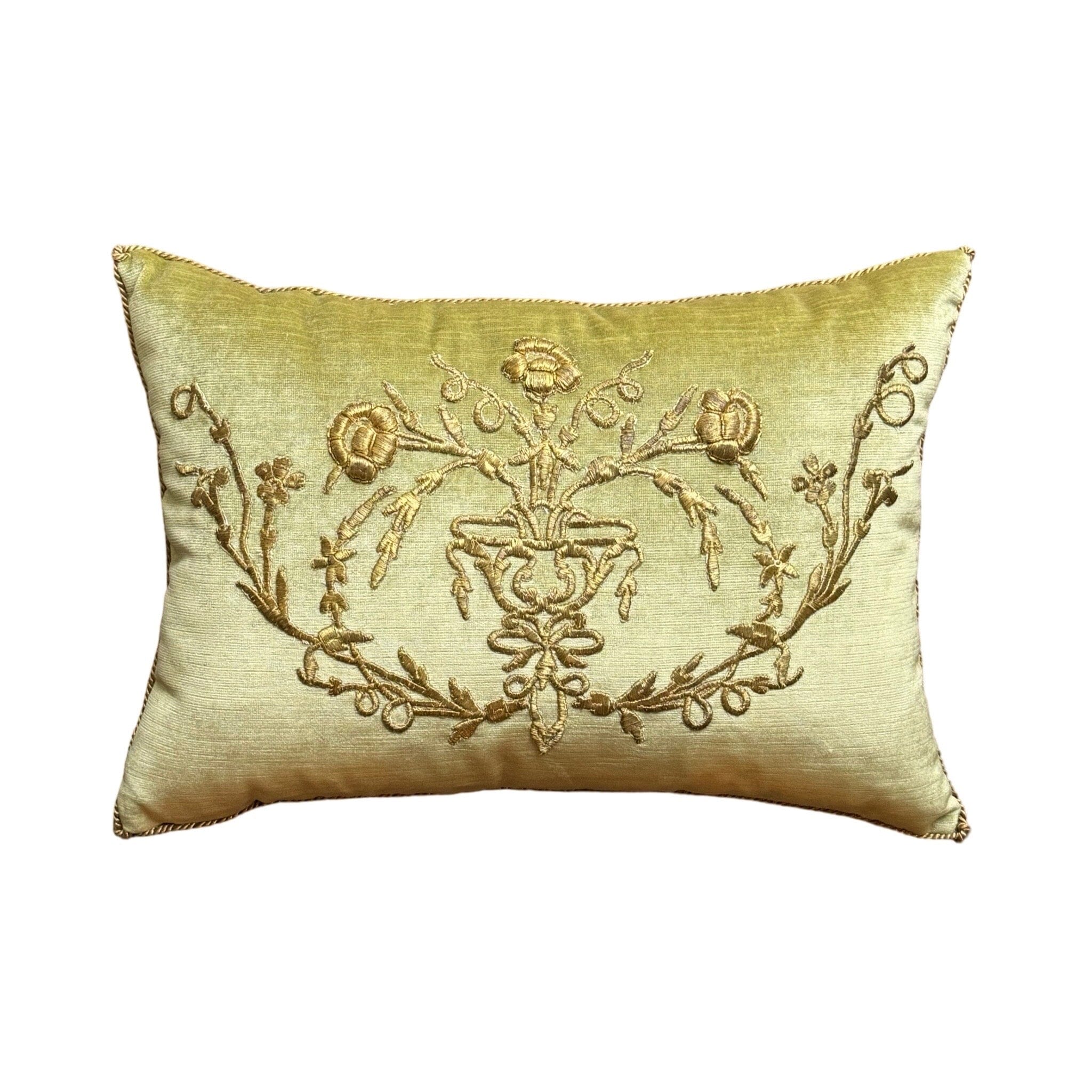 Antique Ottoman Empire Raised Gold Metallic Embroidery (#E062424A&B | 13.5 x 19″) New Pillows B. Viz Design