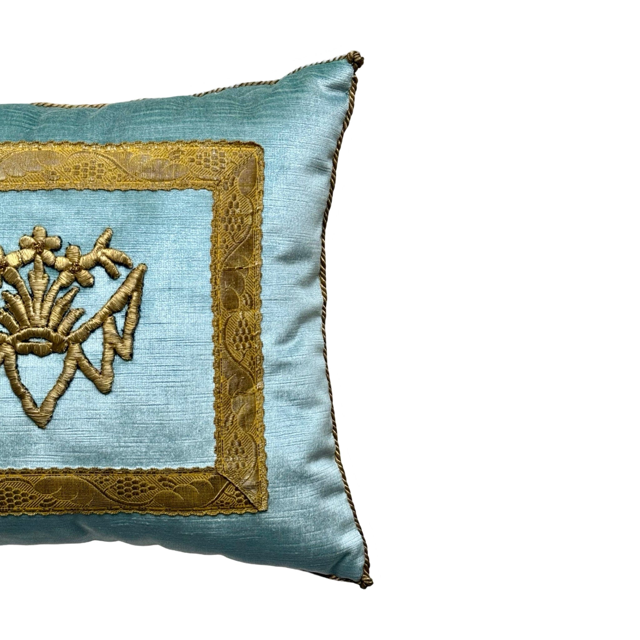 Antique Ottoman Empire Raised Gold Metallic Embroidery (#E062824A&B | 14x 16") New Pillows B. Viz Design