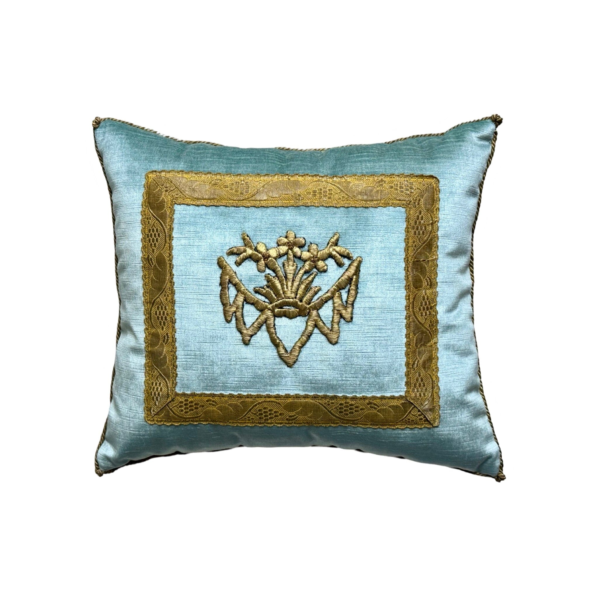 Antique Ottoman Empire Raised Gold Metallic Embroidery (#E062824A&B | 14x 16") New Pillows B. Viz Design