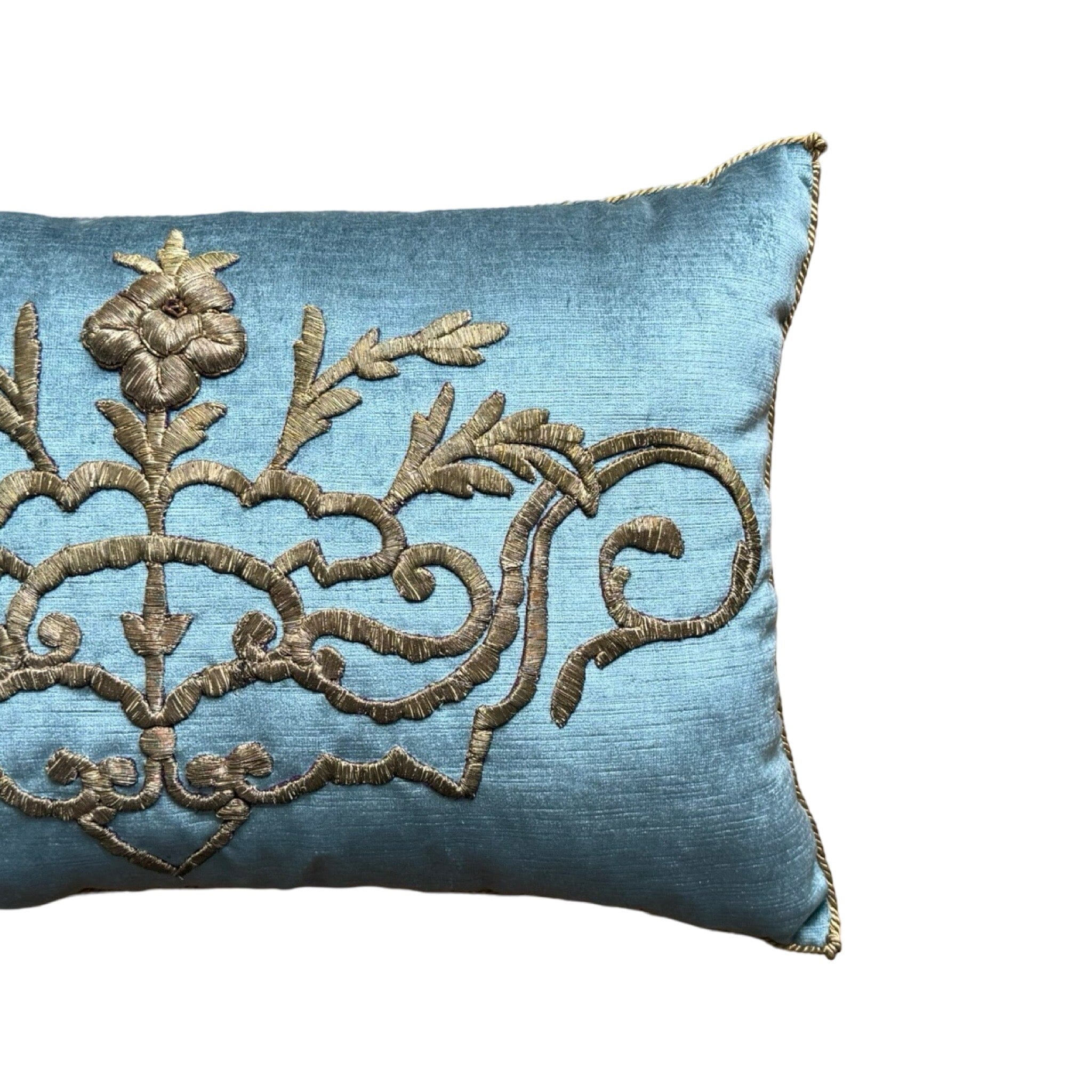 Antique Ottoman Empire Raised Gold Metallic Embroidery (#E070224 | 15.5x 23.5") New Pillows B. Viz Design