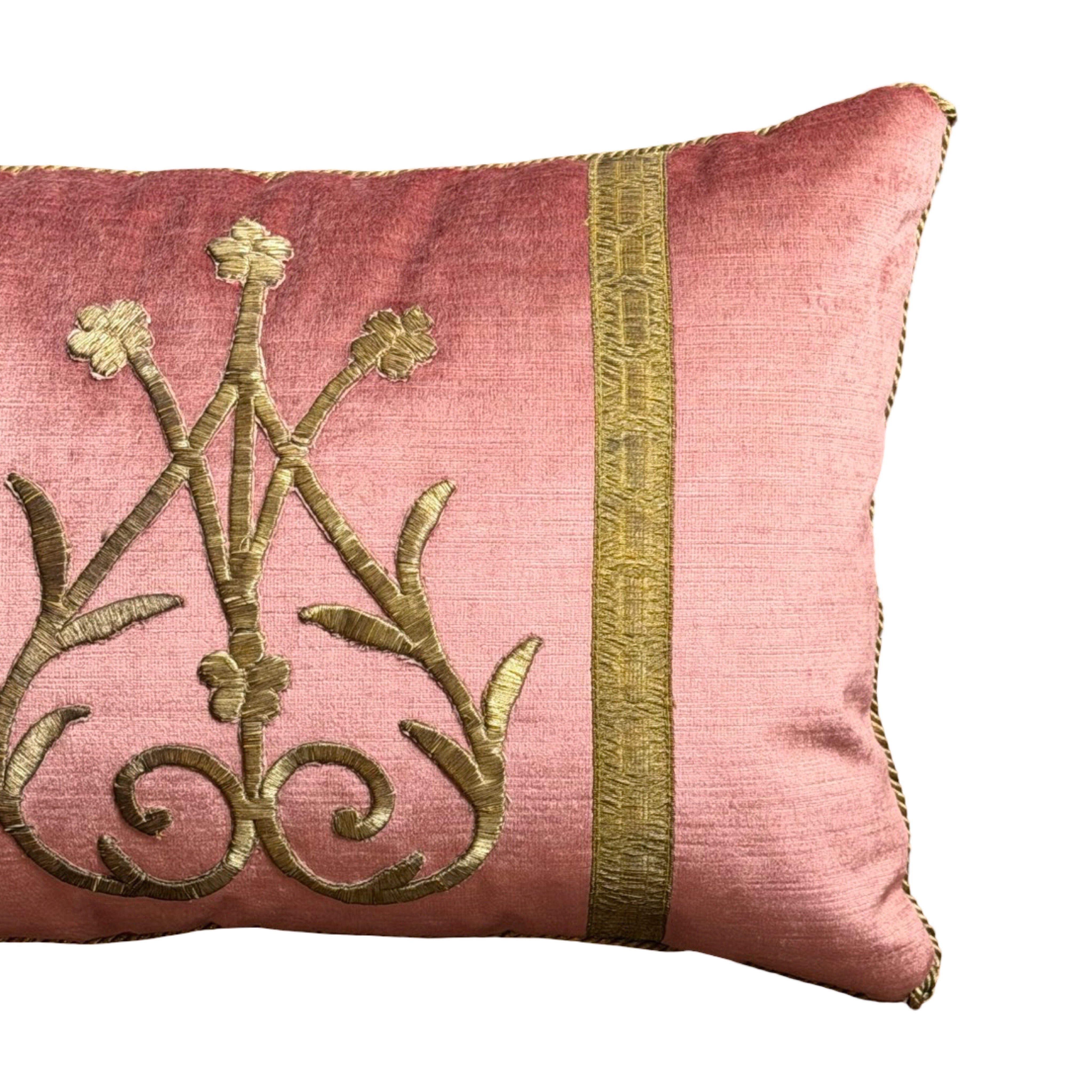 Antique Ottoman Empire Raised Gold Metallic Embroidery (#E070225A&B | 12.5" x 18") New Pillows B. Viz Design