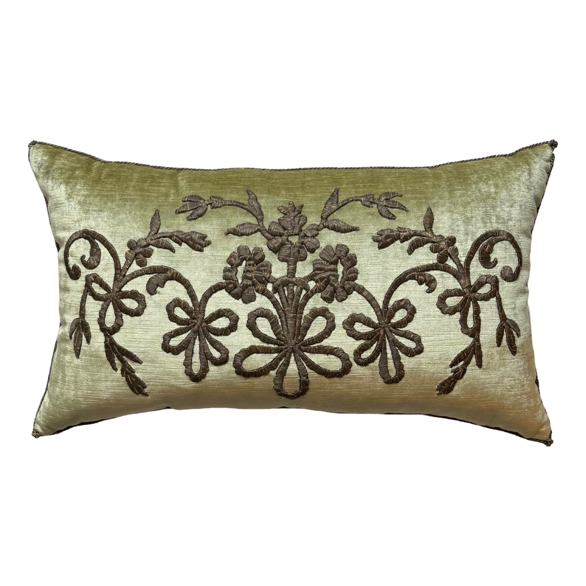 Antique Ottoman Empire Raised Gold Metallic Embroidery (#E070424A&B | 14x 24") New Pillows B. Viz Design