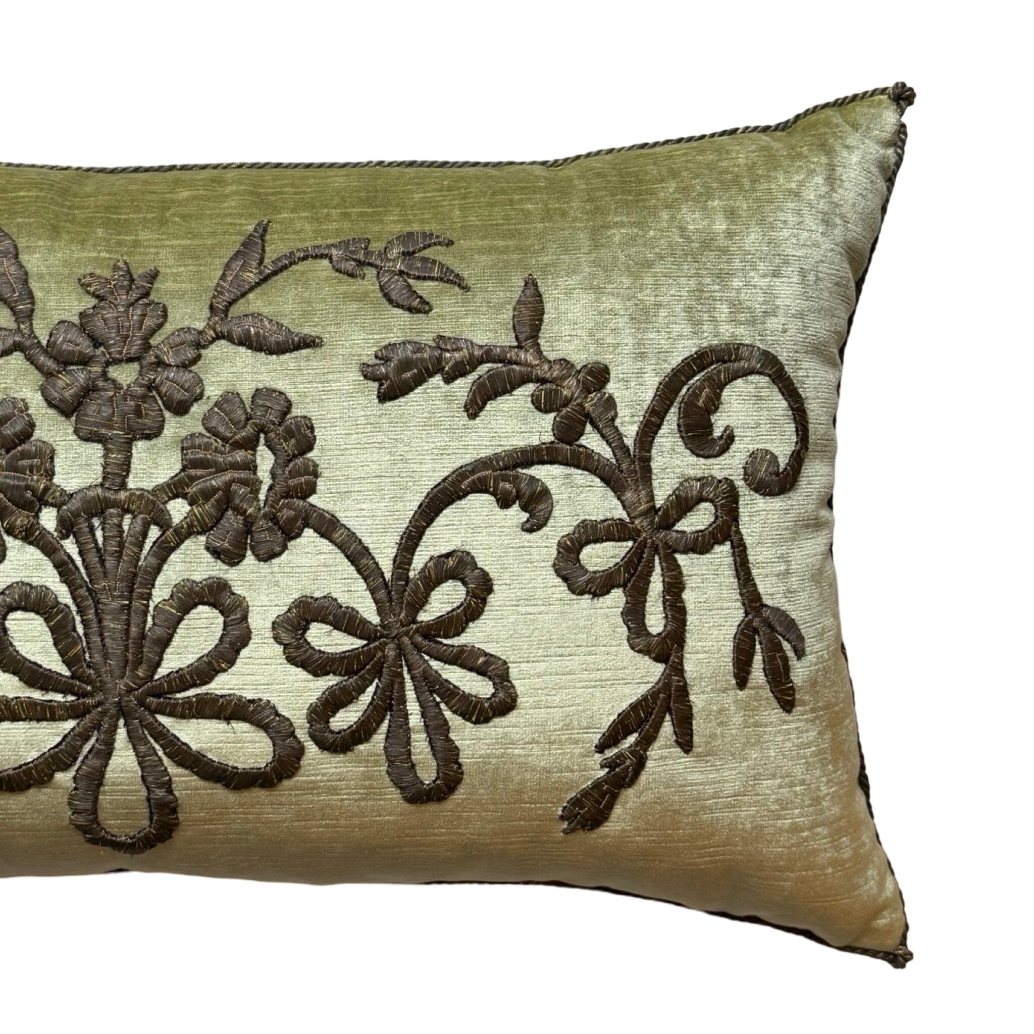 Antique Ottoman Empire Raised Gold Metallic Embroidery (#E070424A&B | 14x 24") New Pillows B. Viz Design