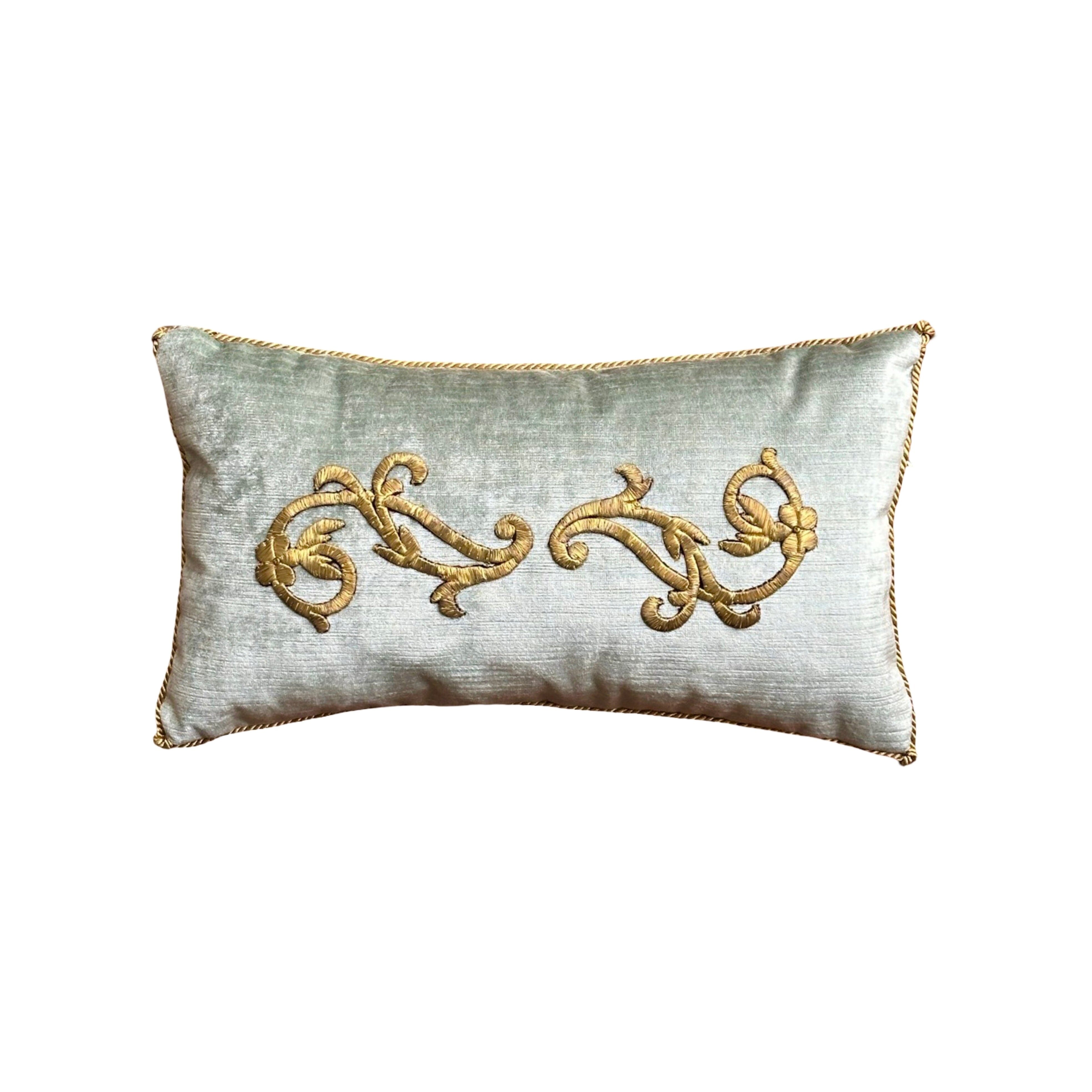 Antique Ottoman Empire Raised Gold Metallic Embroidery (#E071225 | 9 x 16") New Pillows B. Viz Design
