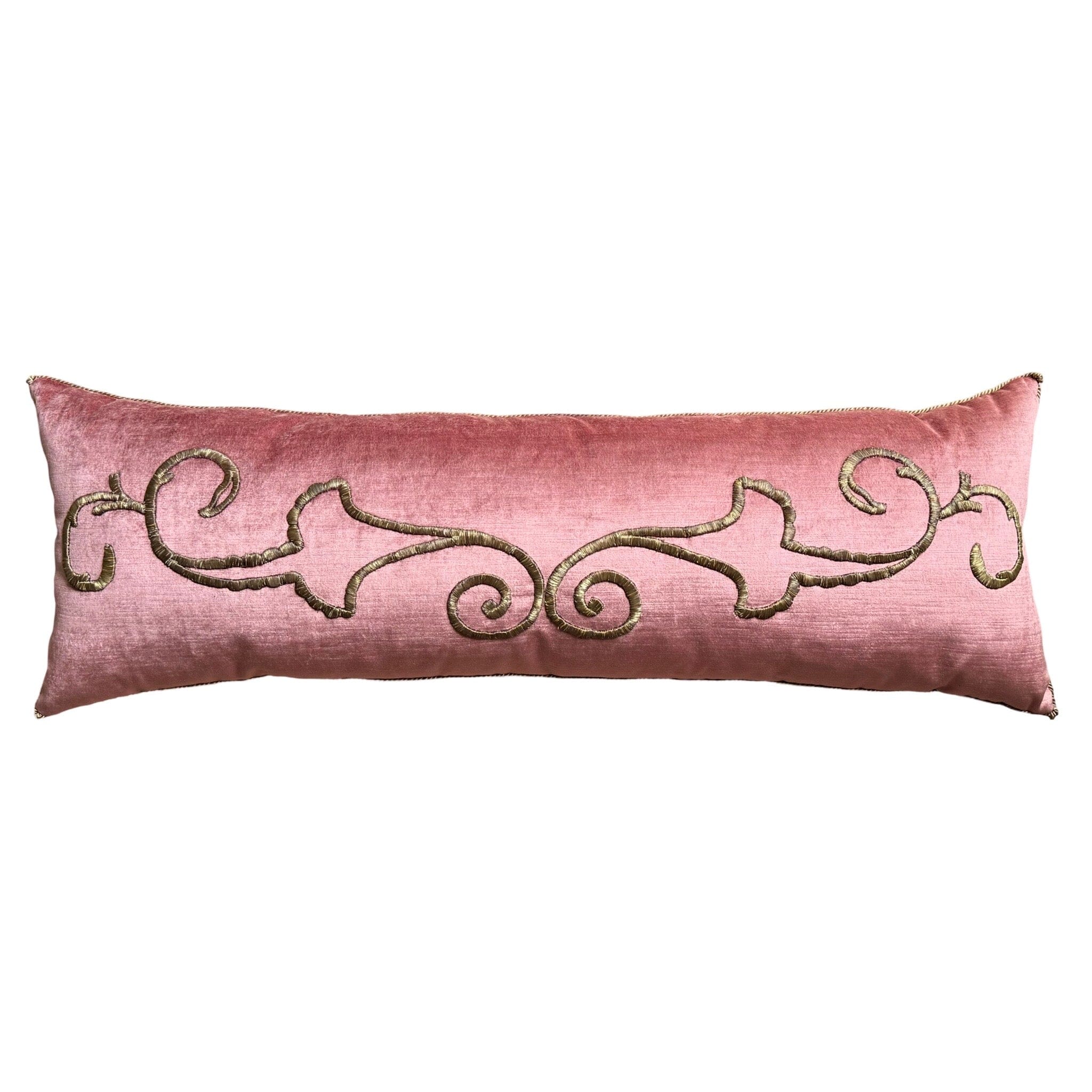 Antique Ottoman Empire Raised Gold Metallic Embroidery (#E071824 | 13" x 38") New Pillows B. Viz Design