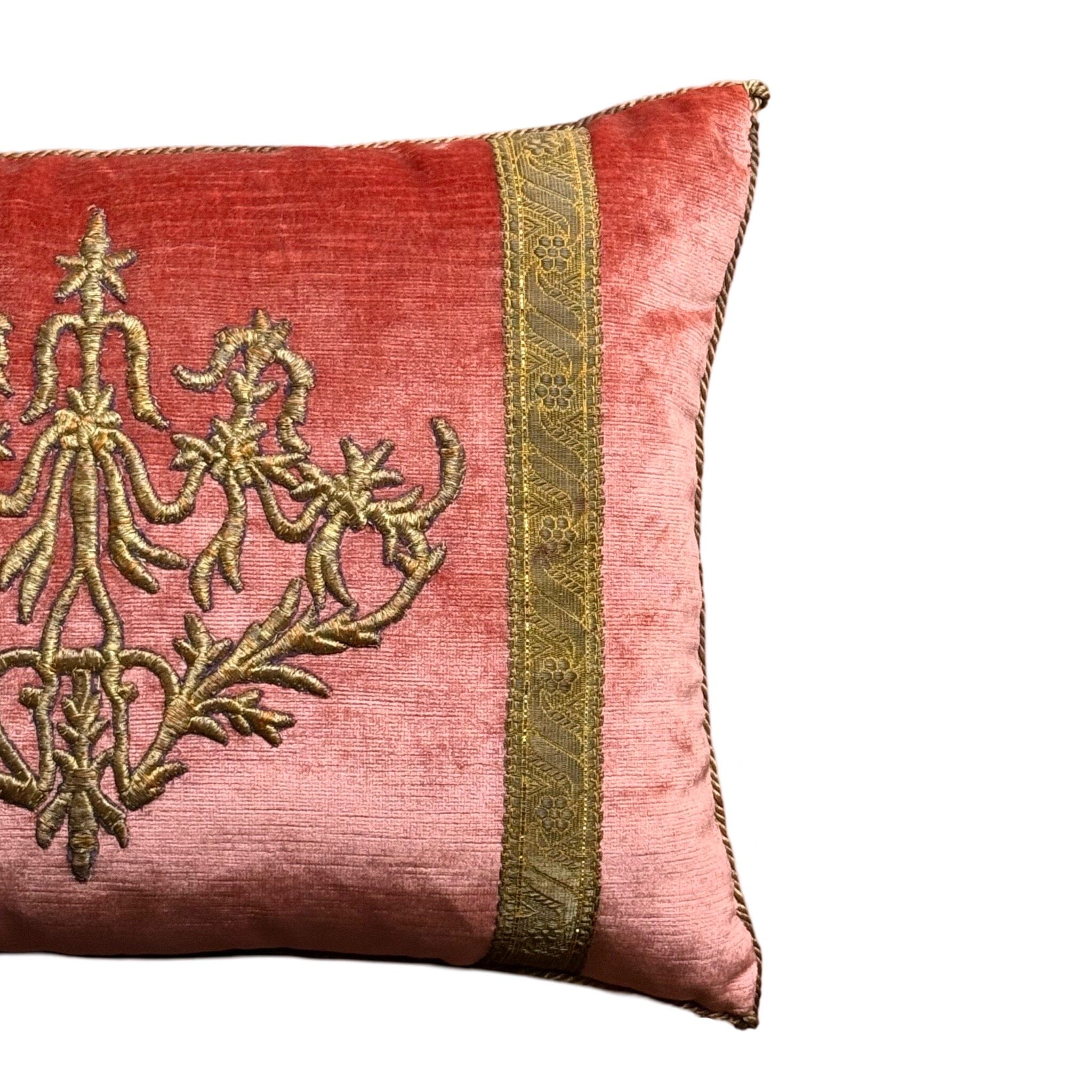 Antique Ottoman Empire Raised Gold Metallic Embroidery (#E072924A&B | 14x 19") New Pillows B. Viz Design