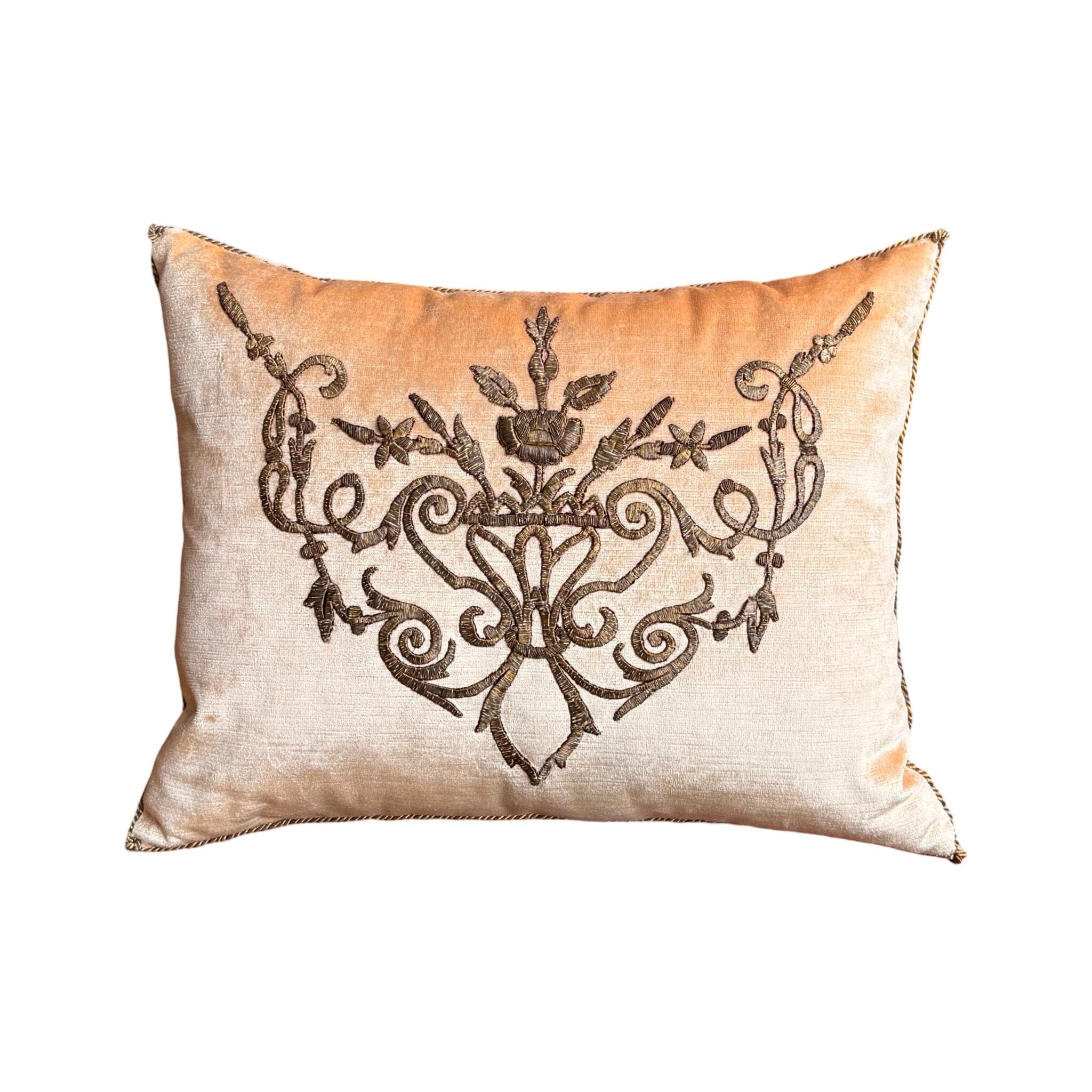 Antique Ottoman Empire Raised Gold Metallic Embroidery (#E080424A&B | 15x 19") New Pillows B. Viz Design