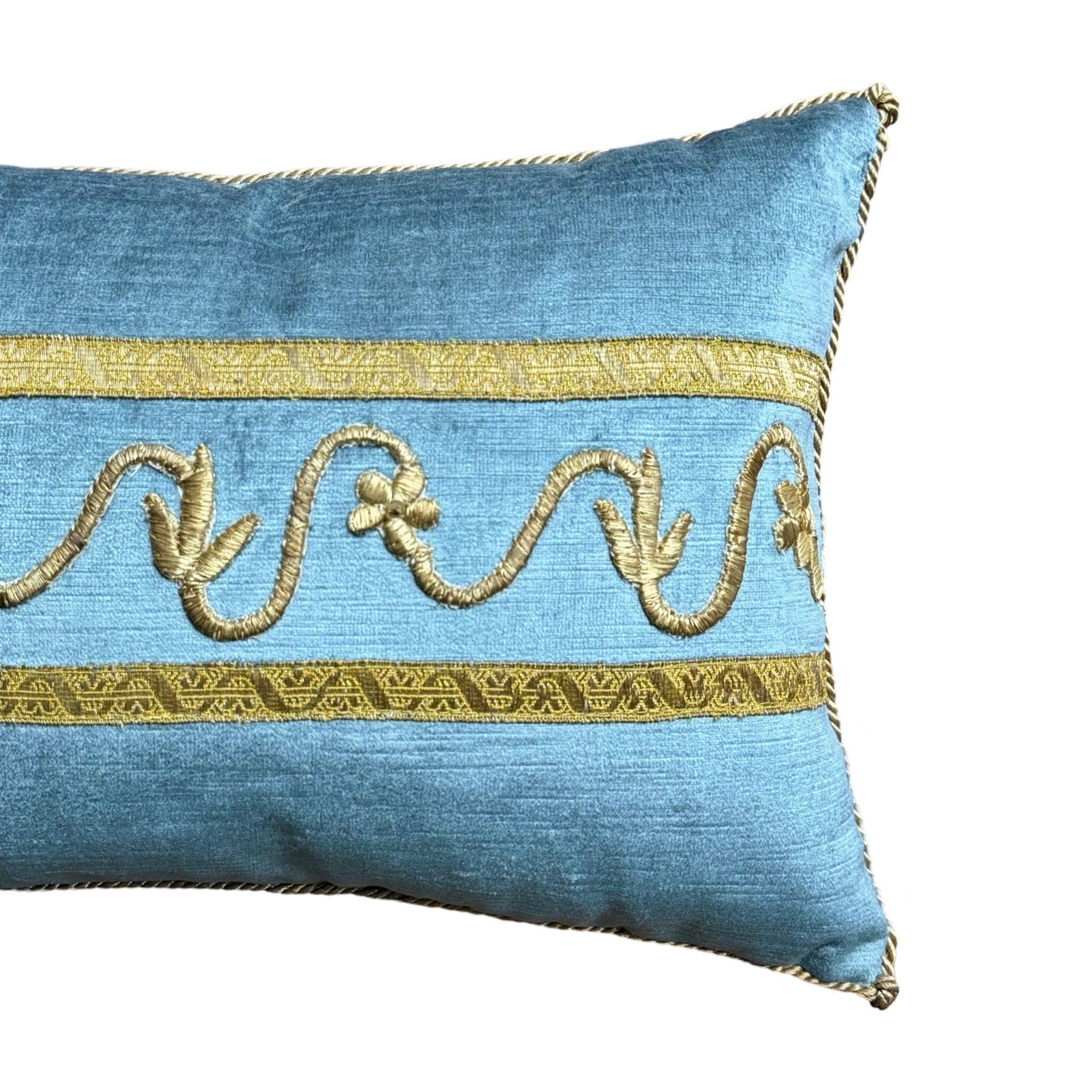 Antique Ottoman Empire Raised Gold Metallic Embroidery (#E080724A&B | 11 x 19") New Pillows B. Viz Design