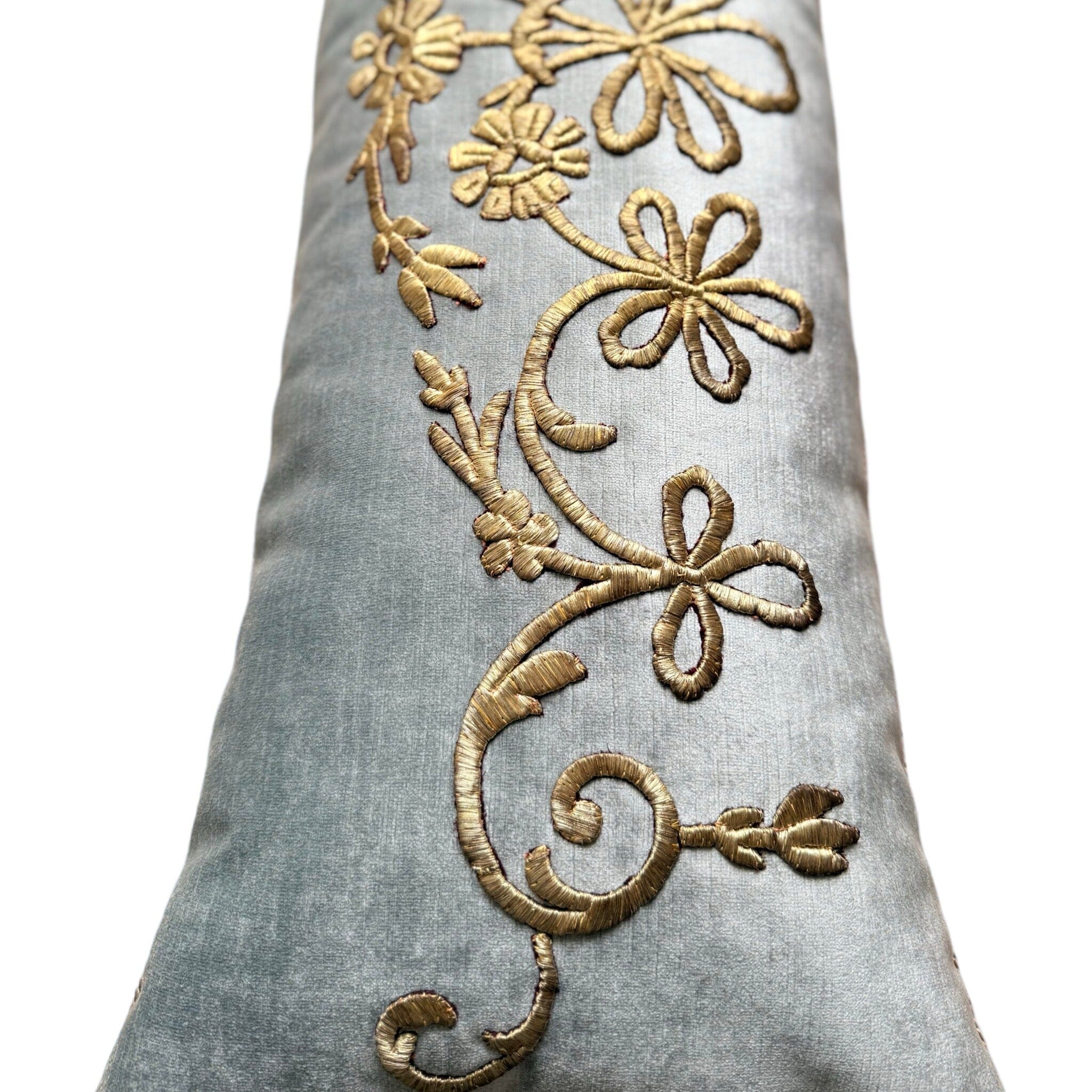 Antique Ottoman Empire Raised Gold Metallic Embroidery (#E080924 | 14.5 x 36") New Pillows B. Viz Design