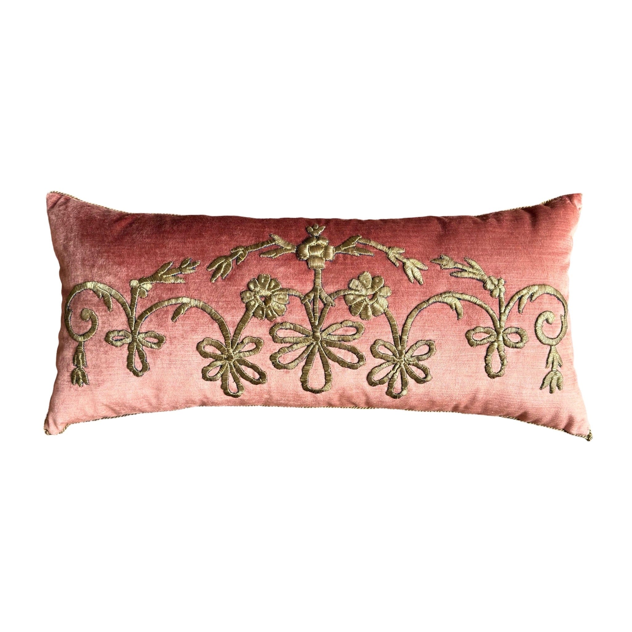 Antique Ottoman Empire Raised Gold Metallic Embroidery (#E081024 | 14x 30 1/4") New Pillows B. Viz Design