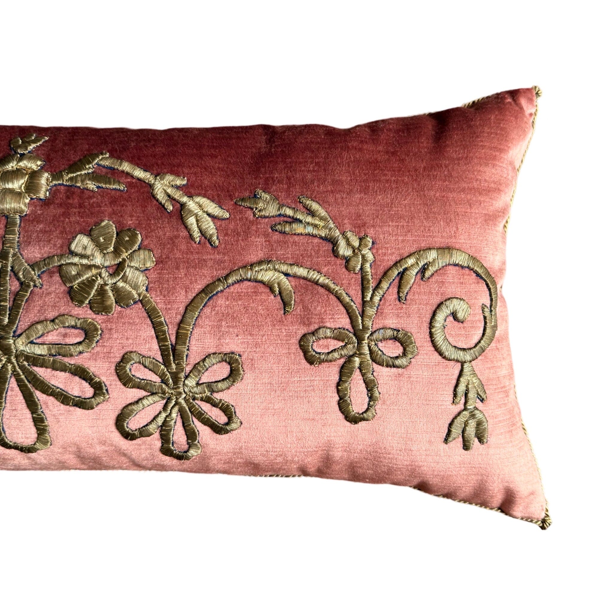 Antique Ottoman Empire Raised Gold Metallic Embroidery (#E081024 | 14x 30 1/4") New Pillows B. Viz Design