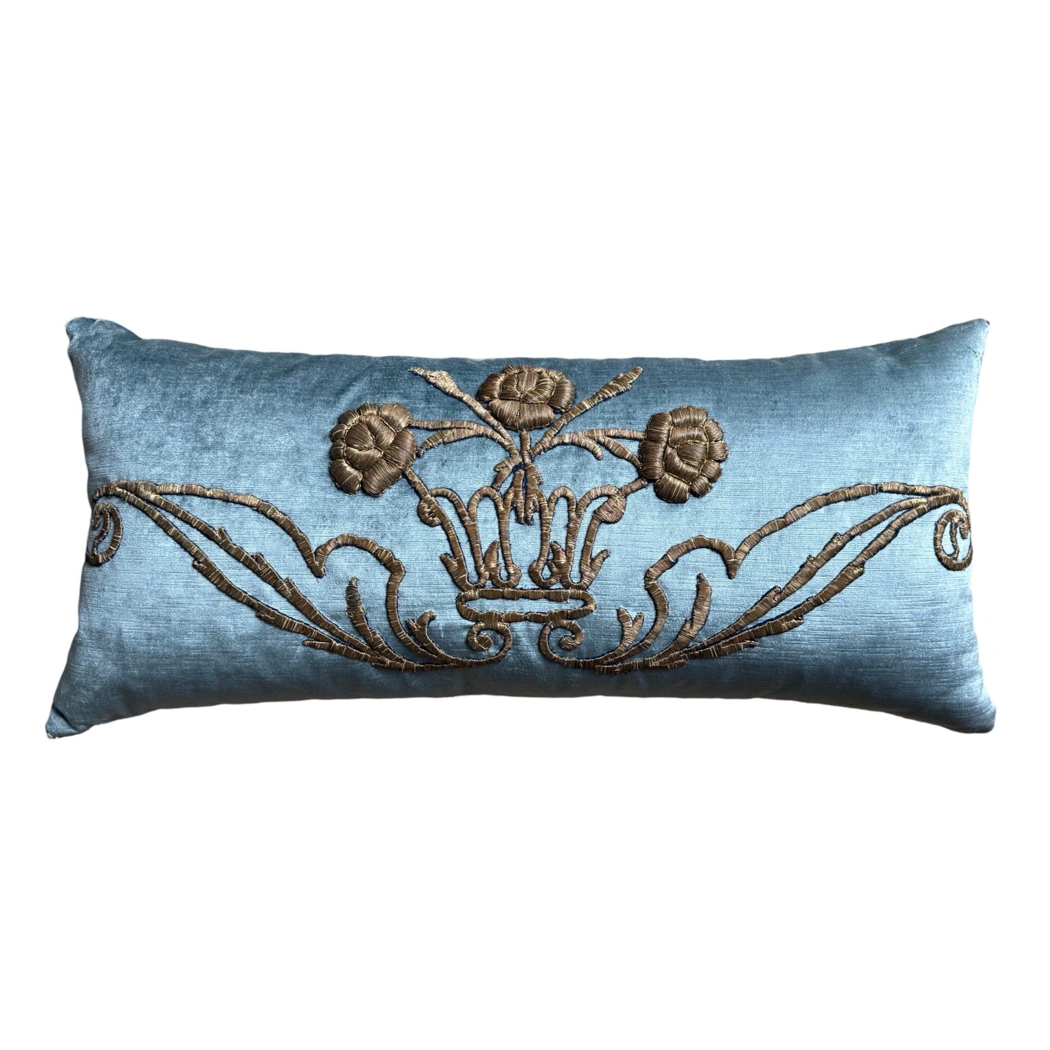 Antique Ottoman Empire Raised Gold Metallic Embroidery (#E081224 | 14.5x31") New Pillows B. Viz Design