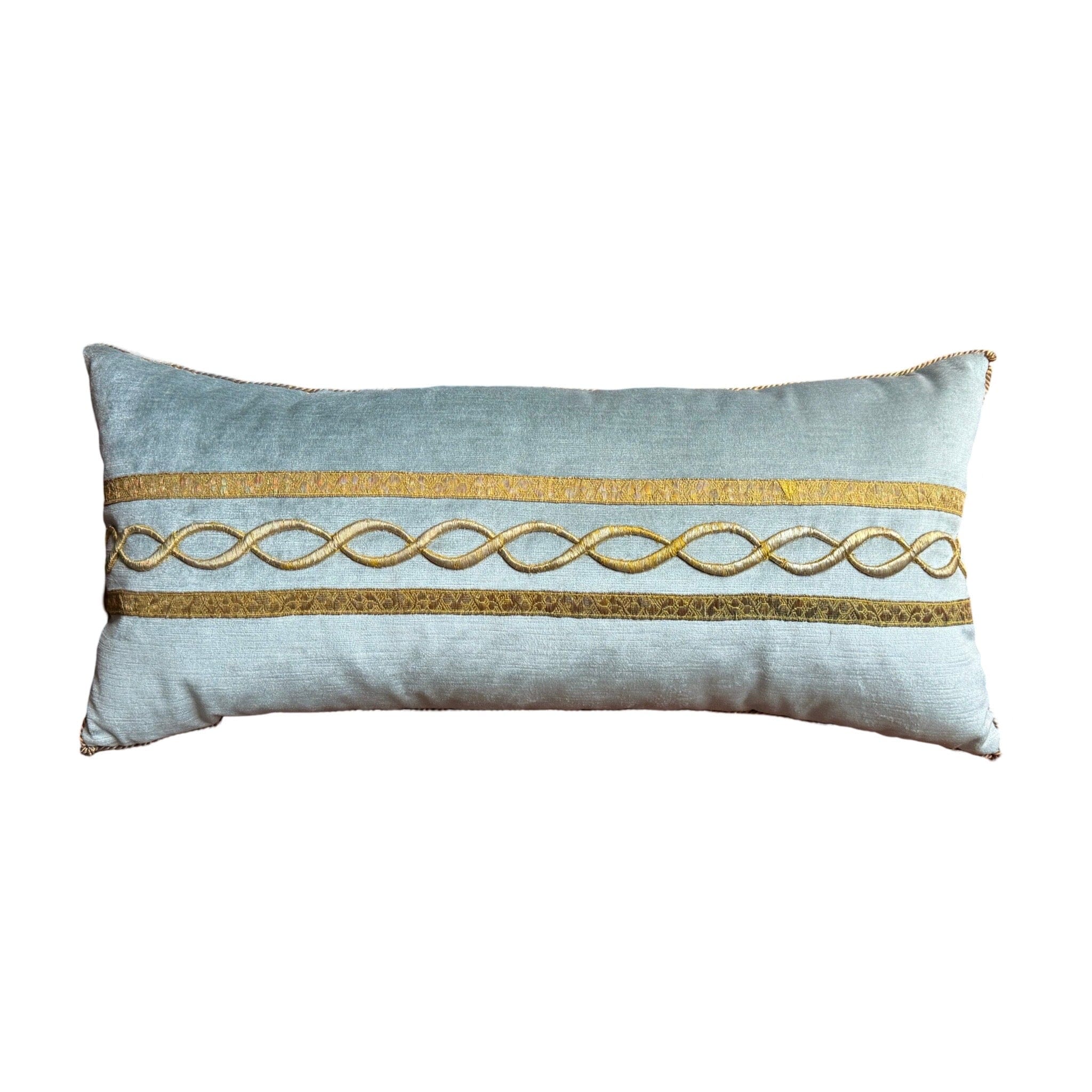 Antique Ottoman Empire Raised Gold Metallic Embroidery (#E082524 | 12x 26") New Pillows B. Viz Design