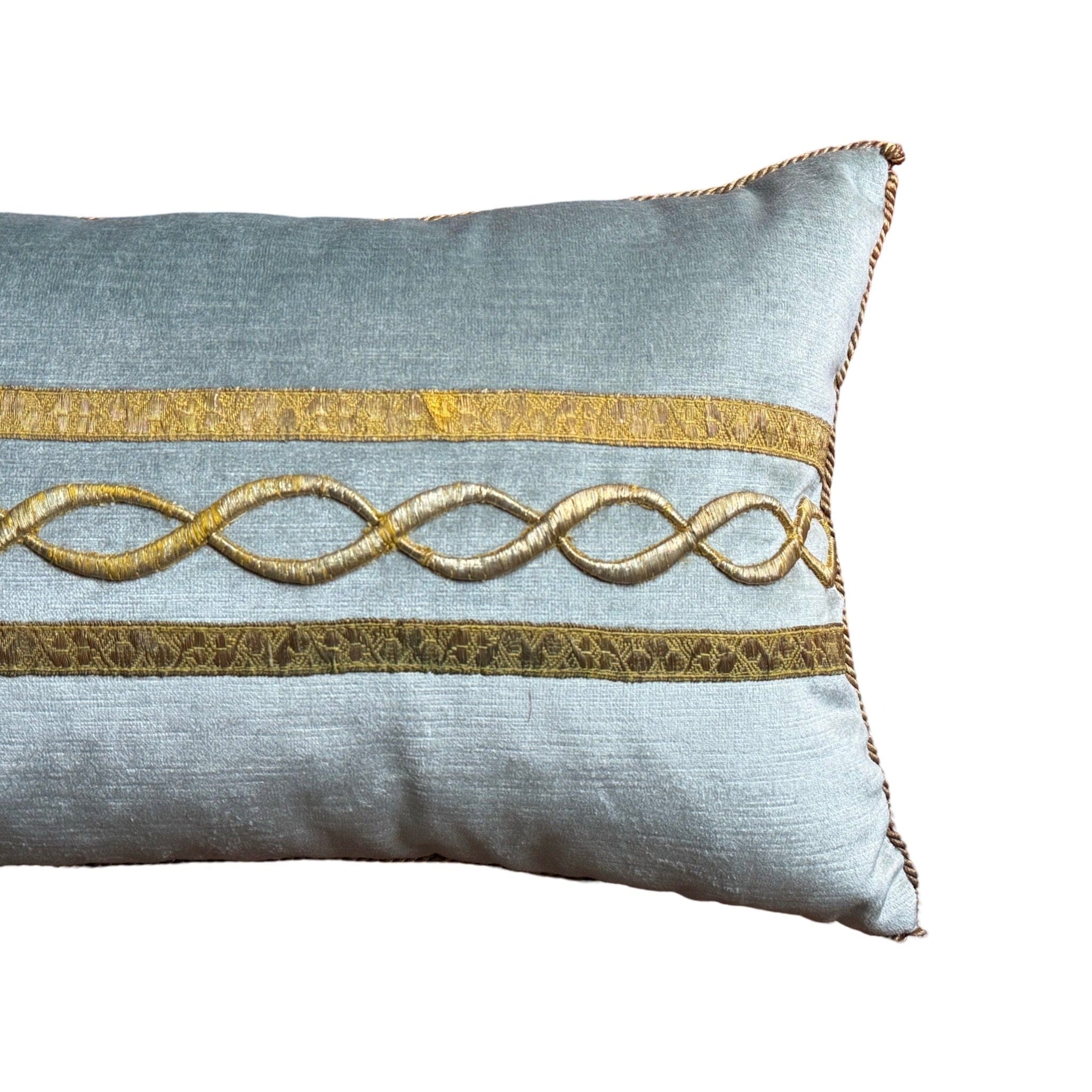 Antique Ottoman Empire Raised Gold Metallic Embroidery (#E082524 | 12x 26") New Pillows B. Viz Design