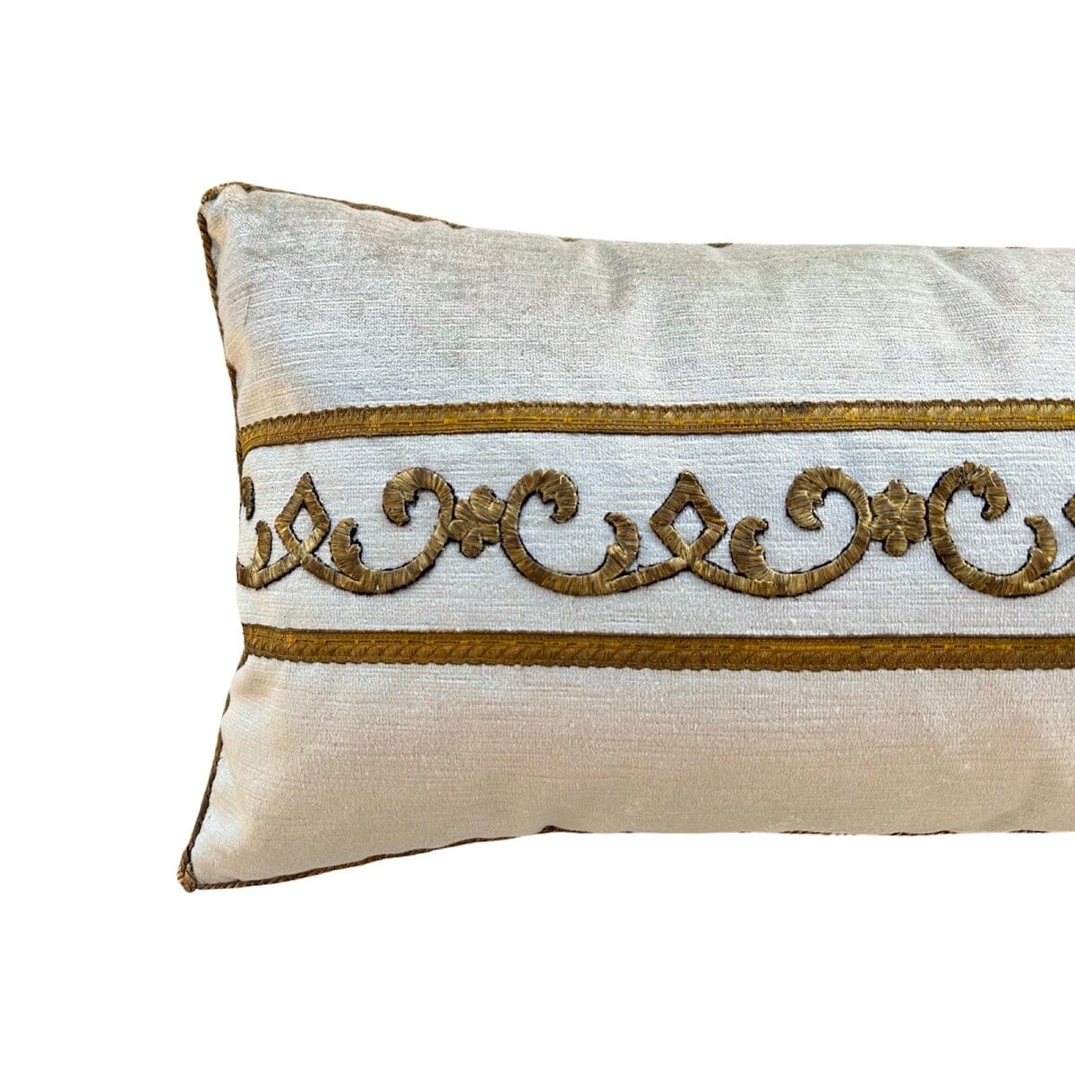 Antique Ottoman Empire Raised Gold Metallic Embroidery (#E082823 | 12 x 25.5") New Pillows B. Viz Design