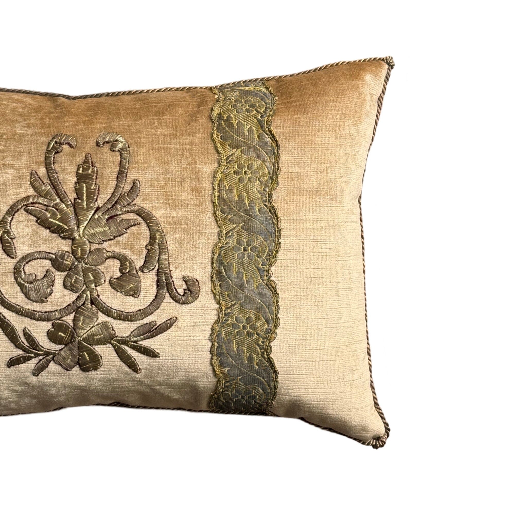 Antique Ottoman Empire Raised Gold Metallic Embroidery (#E092124A&B | 12 x 18" New Pillows B. Viz Design