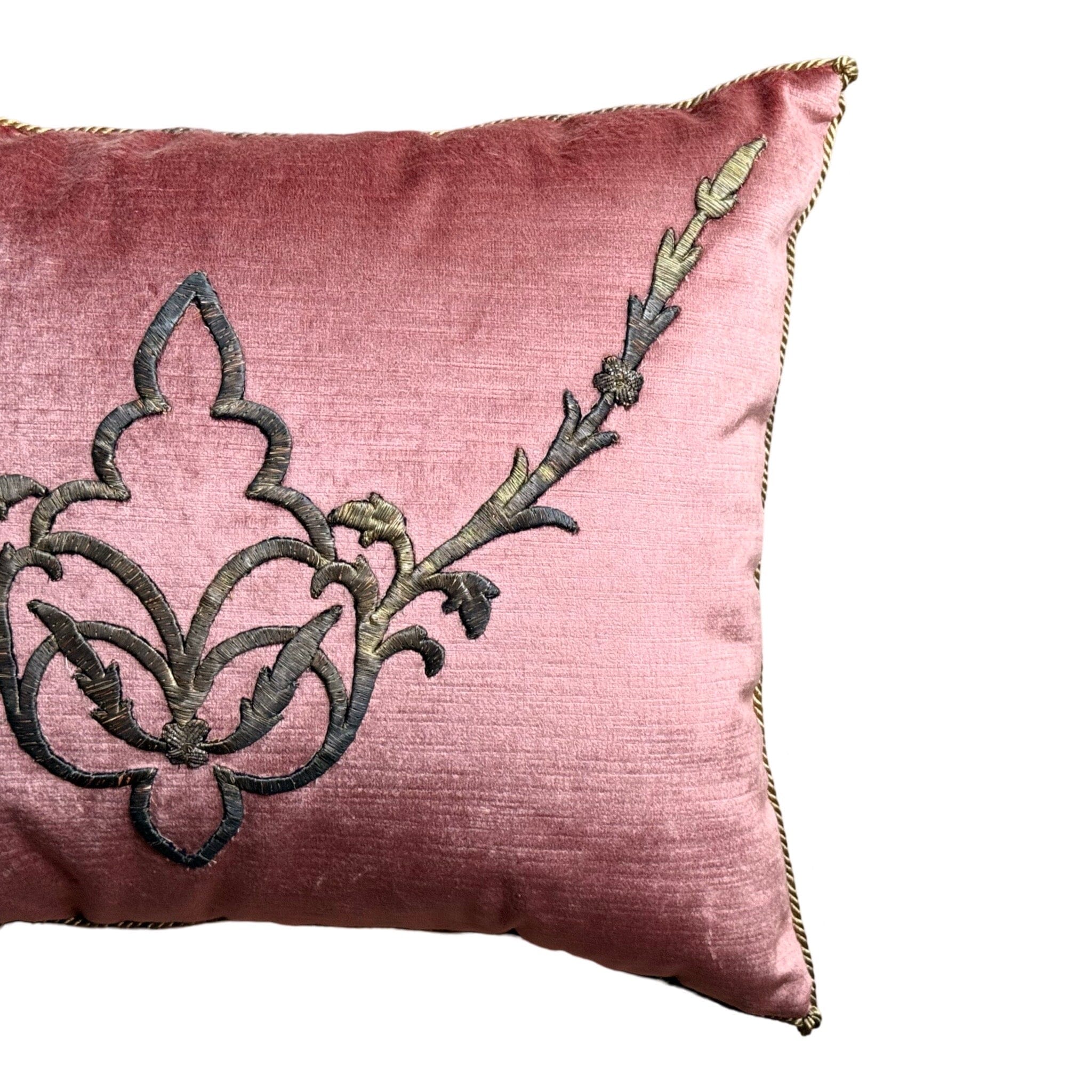 Antique Ottoman Empire Raised Gold Metallic Embroidery (#E100524 | 15" x 19") New Pillows B. Viz Design