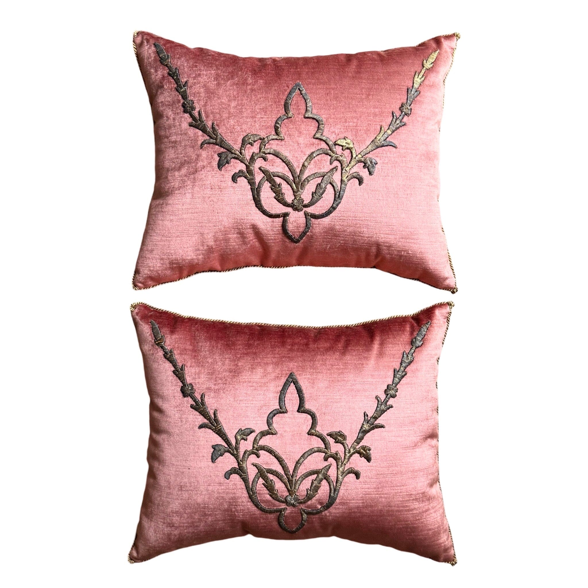 Antique Ottoman Empire Raised Gold Metallic Embroidery (#E100524 | 15" x 19") New Pillows B. Viz Design