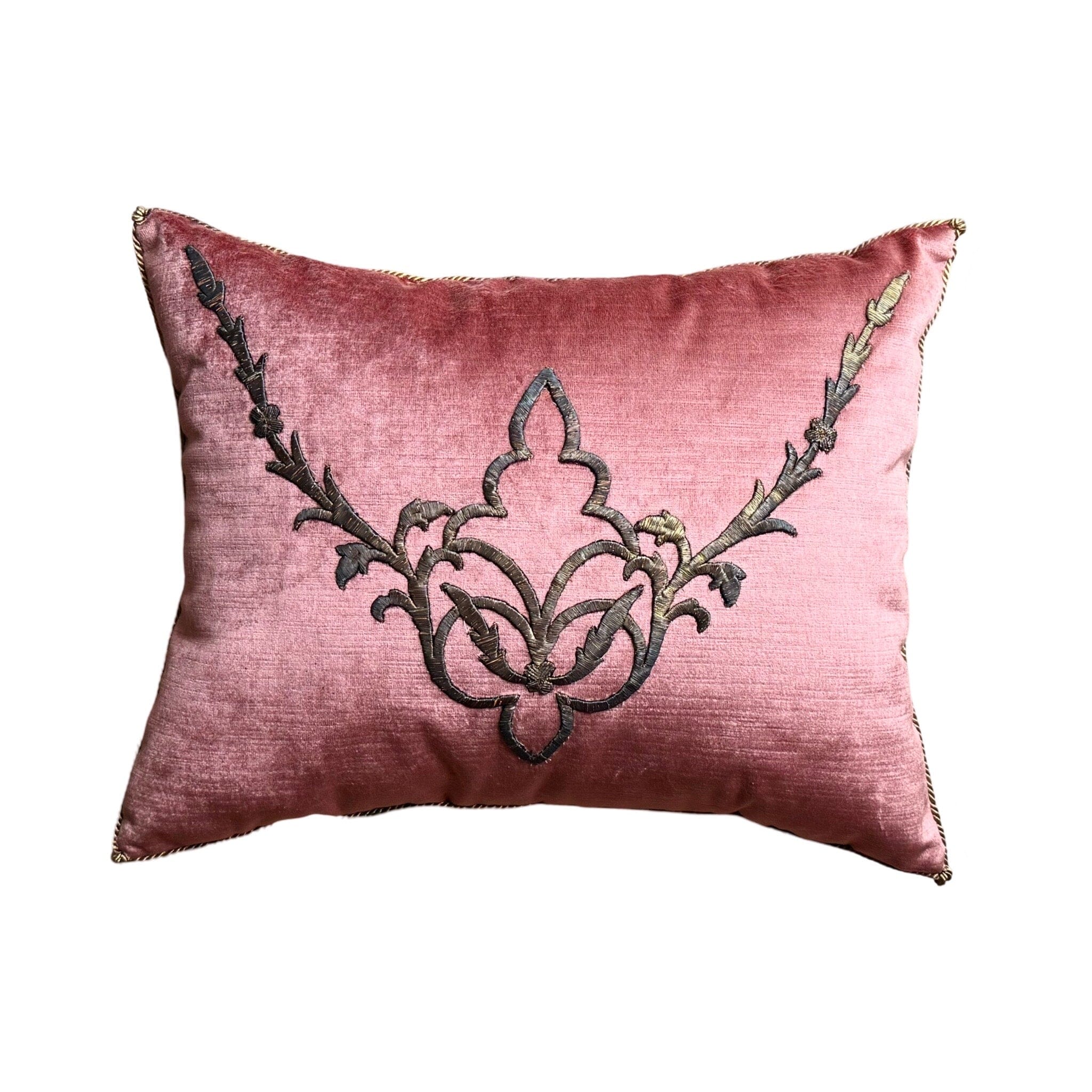 Antique Ottoman Empire Raised Gold Metallic Embroidery (#E100524 | 15" x 19") New Pillows B. Viz Design