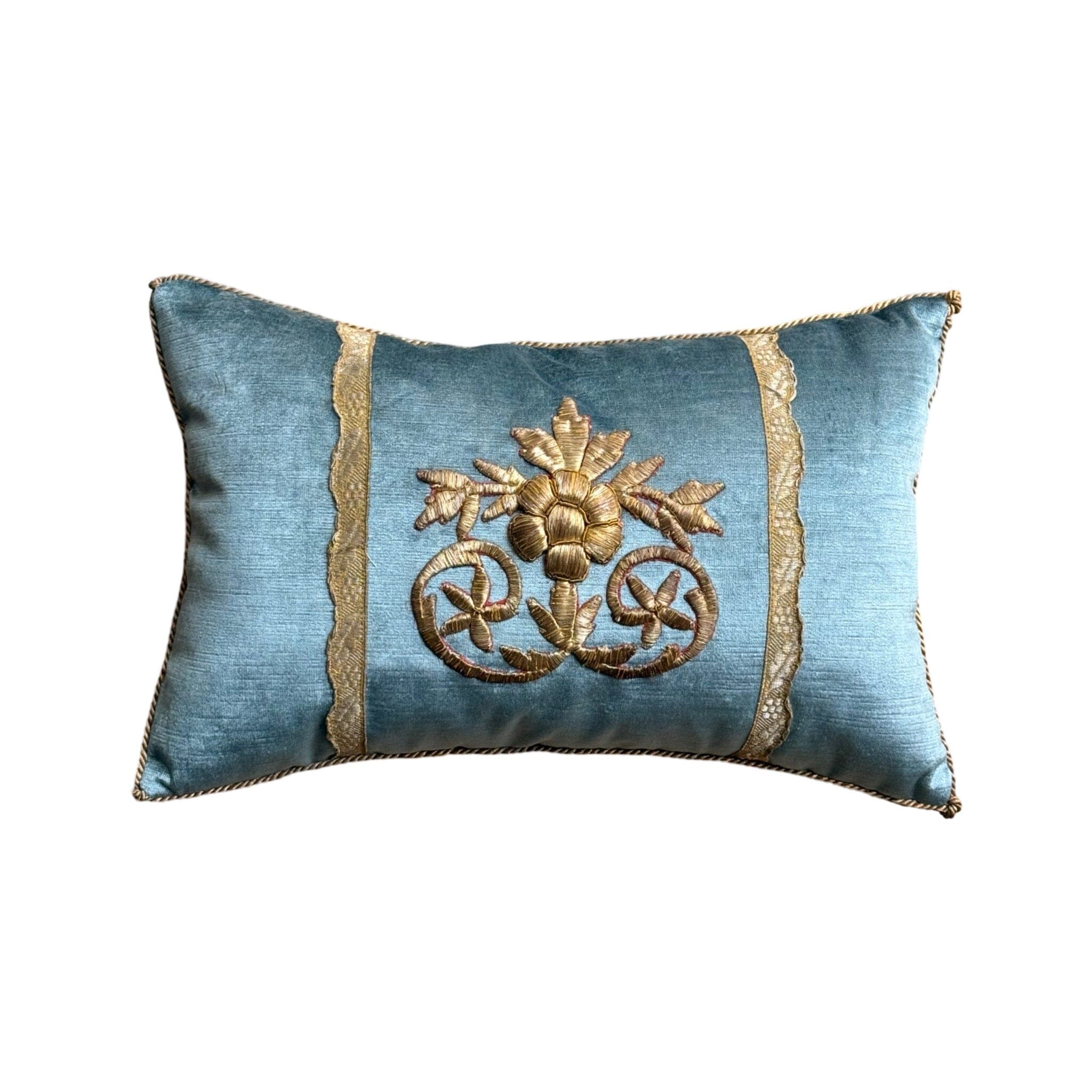 Antique Ottoman Empire Raised Gold Metallic Embroidery (#E101324A&B | 11x17") New Pillows B. Viz Design