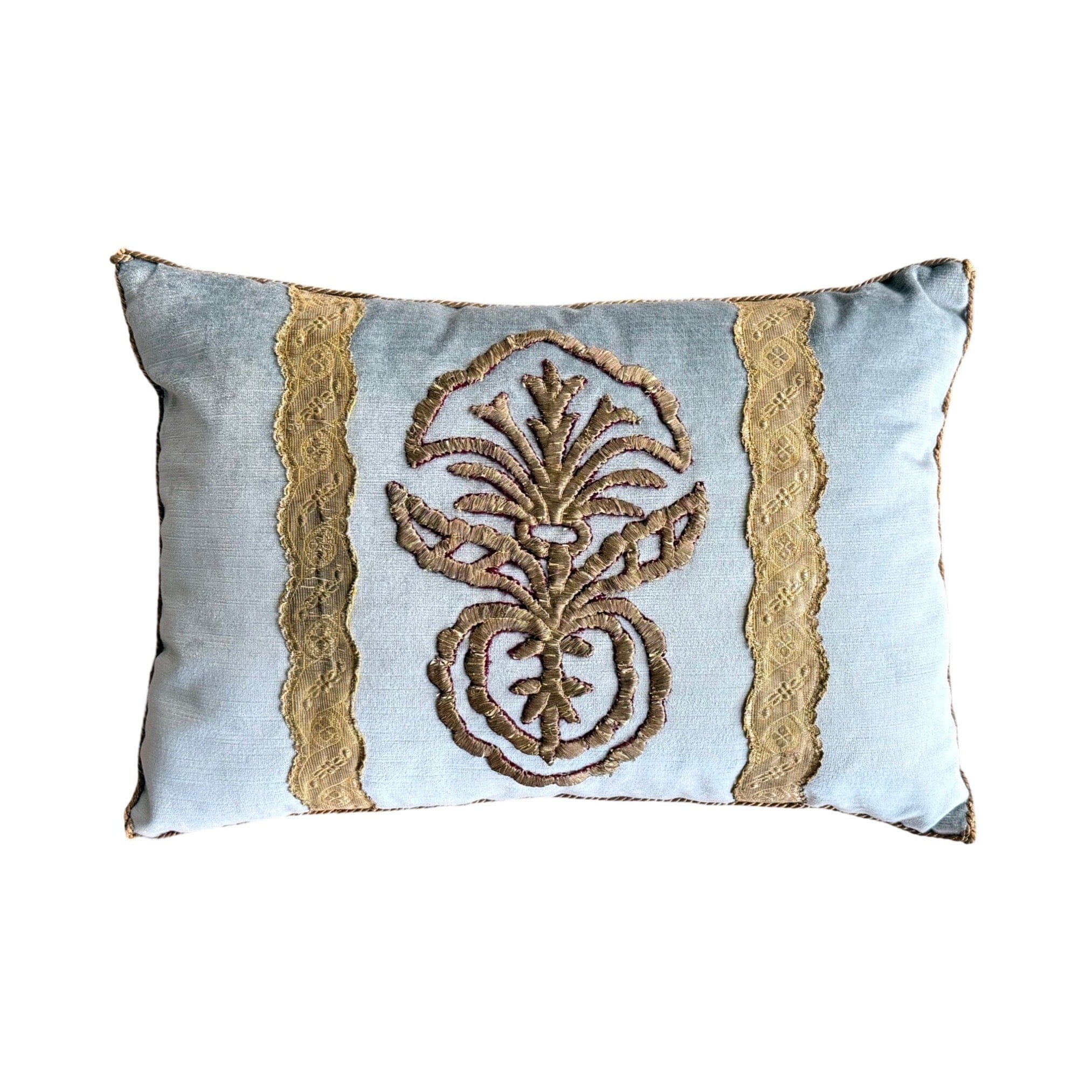 Antique Ottoman Empire Raised Gold Metallic Embroidery (#E112024A&B | 13.5" x 19") New Pillows B. Viz Design