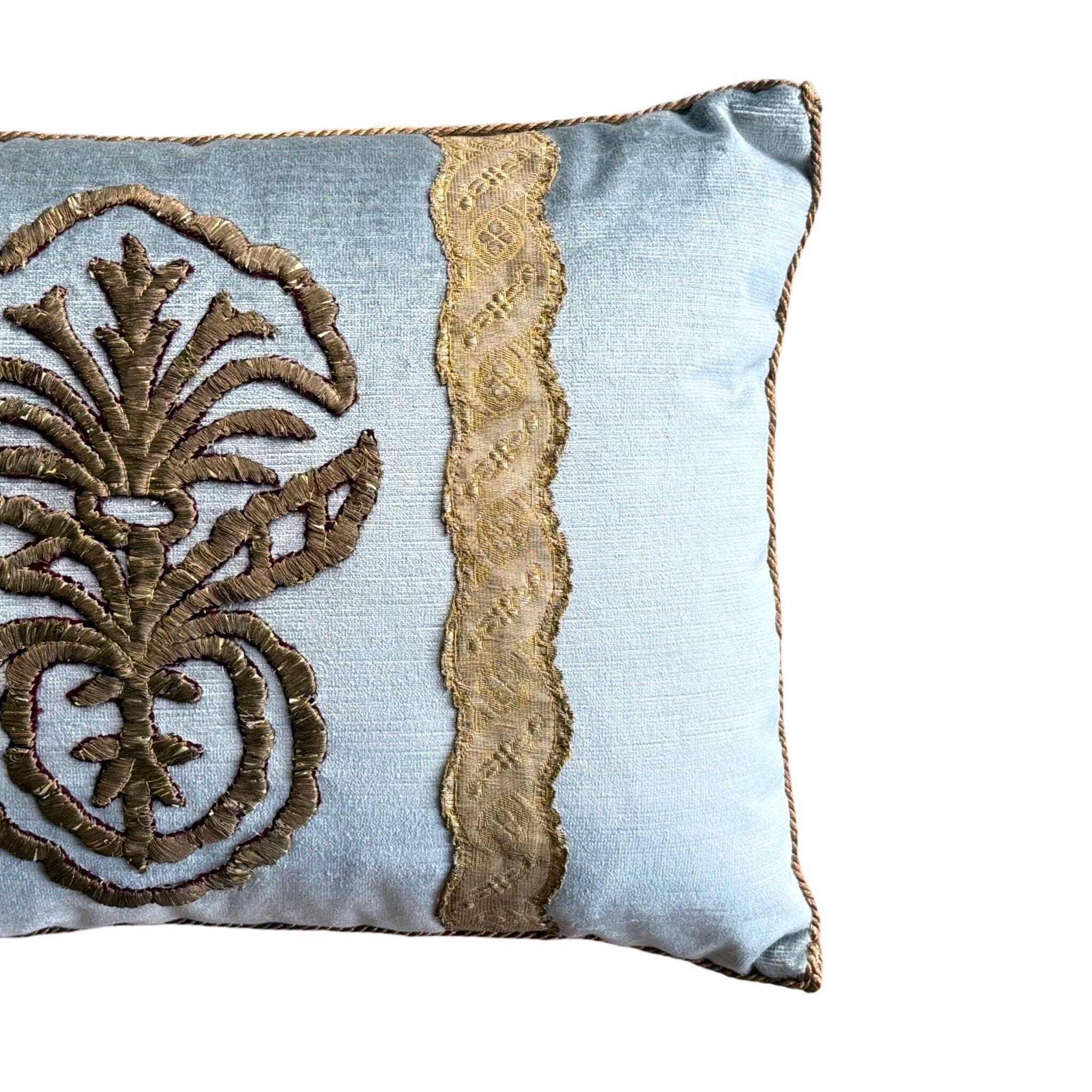 Antique Ottoman Empire Raised Gold Metallic Embroidery (#E112024A&B | 13.5" x 19") New Pillows B. Viz Design