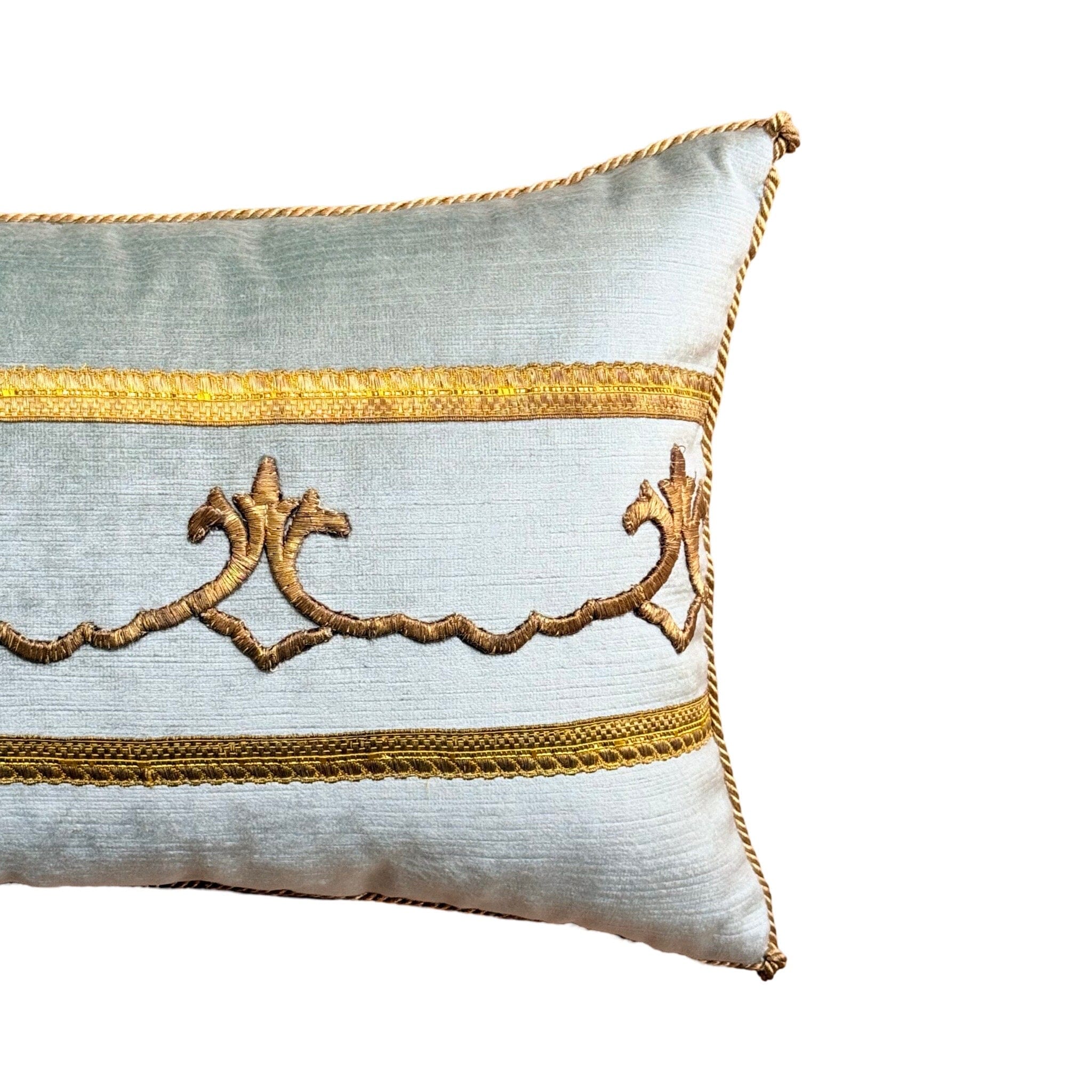 Antique Ottoman Empire Raised Gold Metallic Embroidery (#E112224A&B | 11x 18") New Pillows B. Viz Design