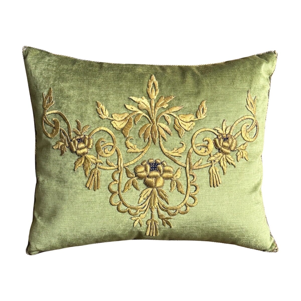 Antique Ottoman Empire Raised Gold Metallic Embroidery (#E120223A&B| 18 x21.75") New Pillows B. Viz Design
