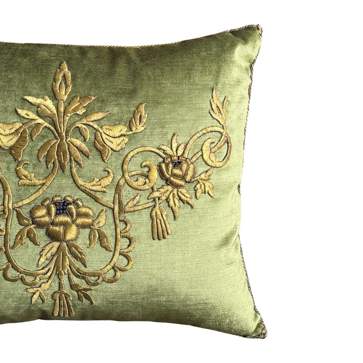 Antique Ottoman Empire Raised Gold Metallic Embroidery (#E120223A&B| 18 x21.75") New Pillows B. Viz Design