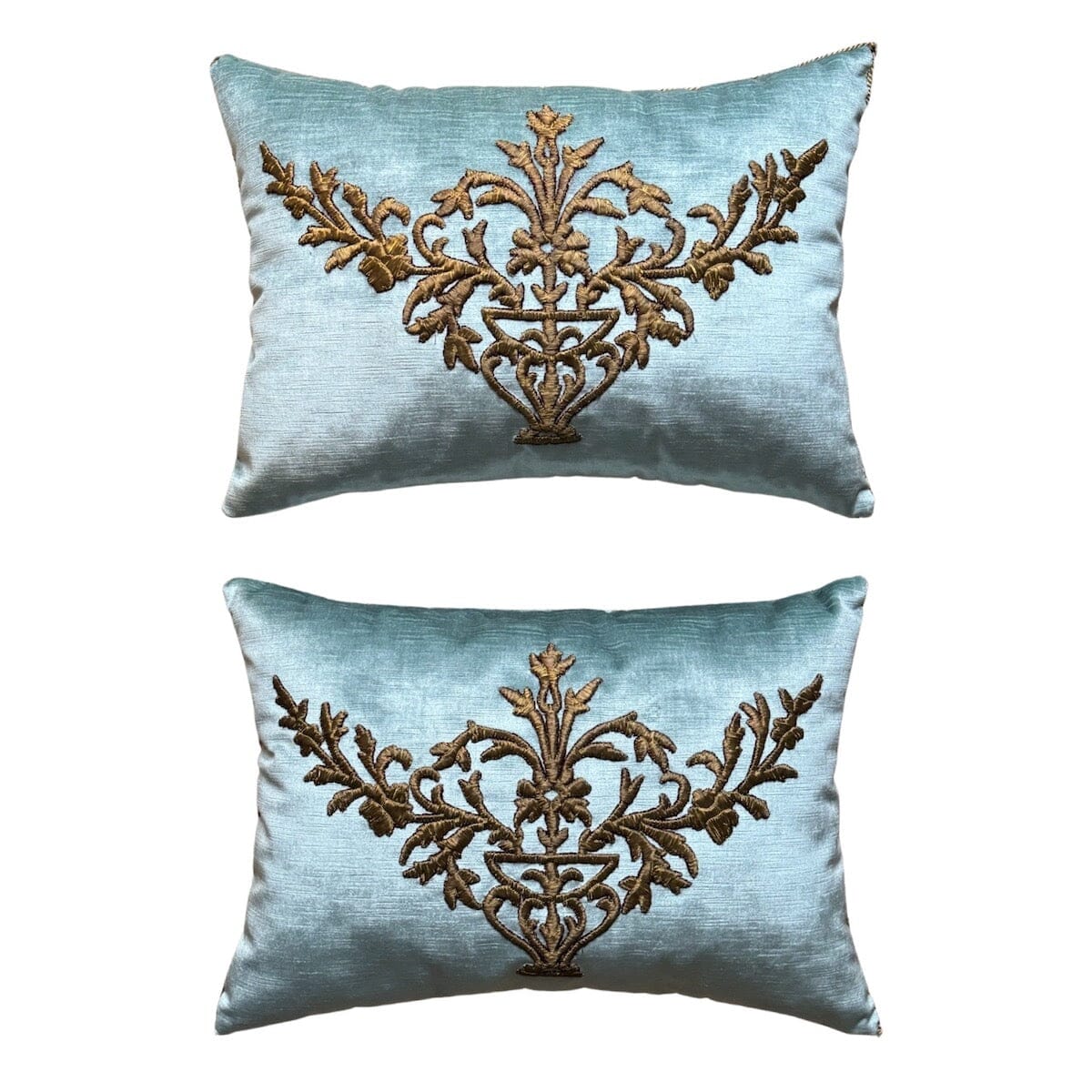 Antique Ottoman Empire Raised Gold Metallic Embroidery (#E122823A&B | 15 x 21") New Pillows B. Viz Design