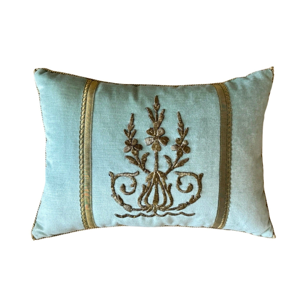 Antique Ottoman Empire Raised Gold Metallic Embroidery (#E130623A&B | 13x18") New Pillows B. Viz Design